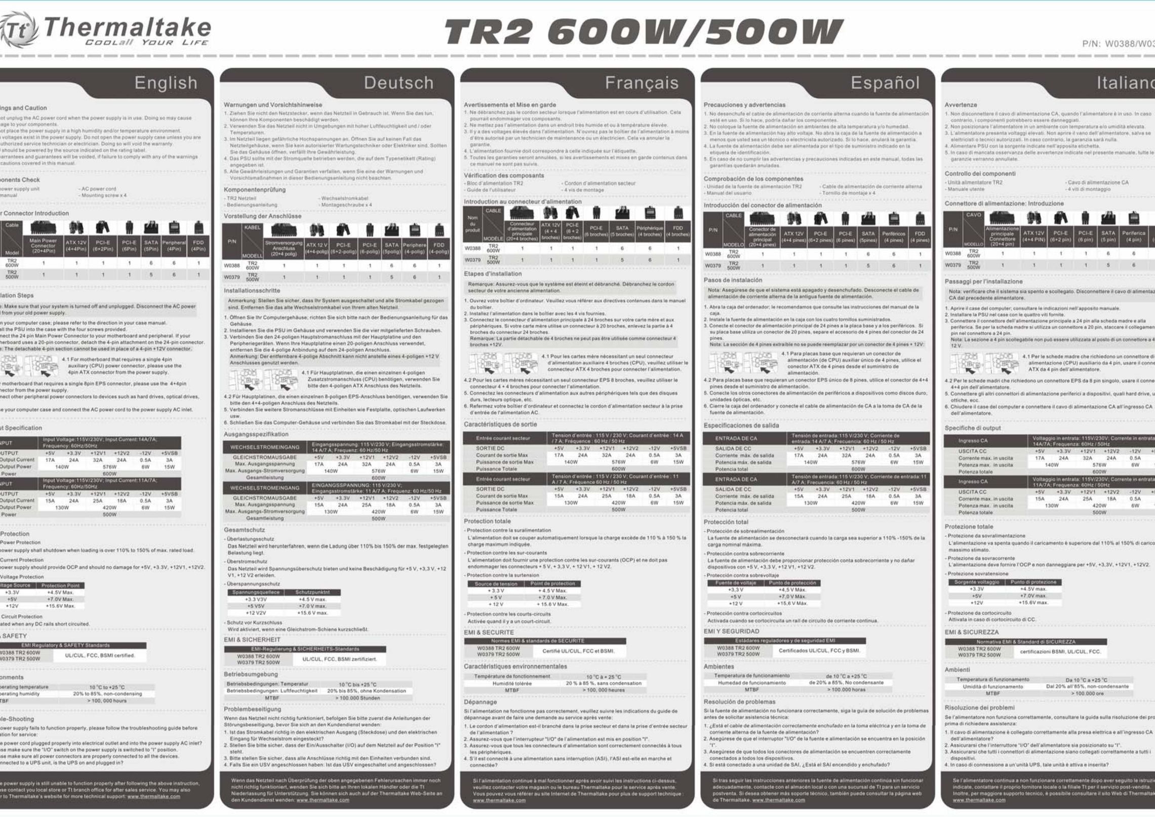 Thermaltake TR2 500W Power Supply User Manual