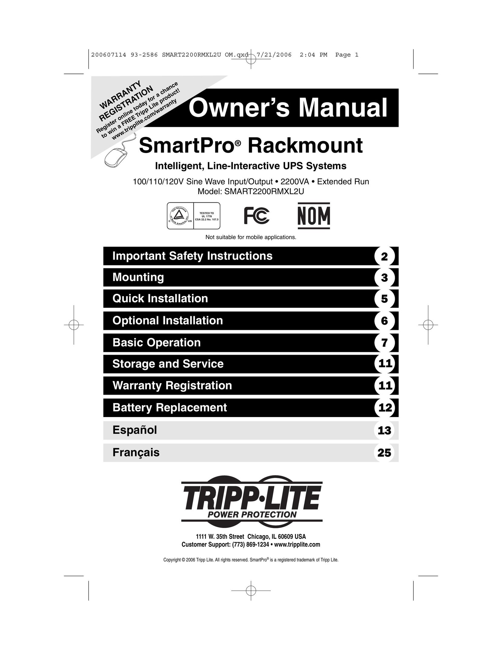 Tripp Lite 1400-3000 VA Power Supply User Manual