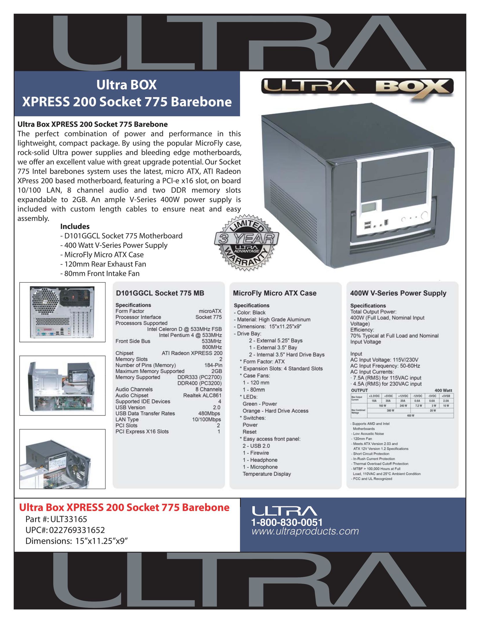 Ultra Products ULT33165 Power Supply User Manual