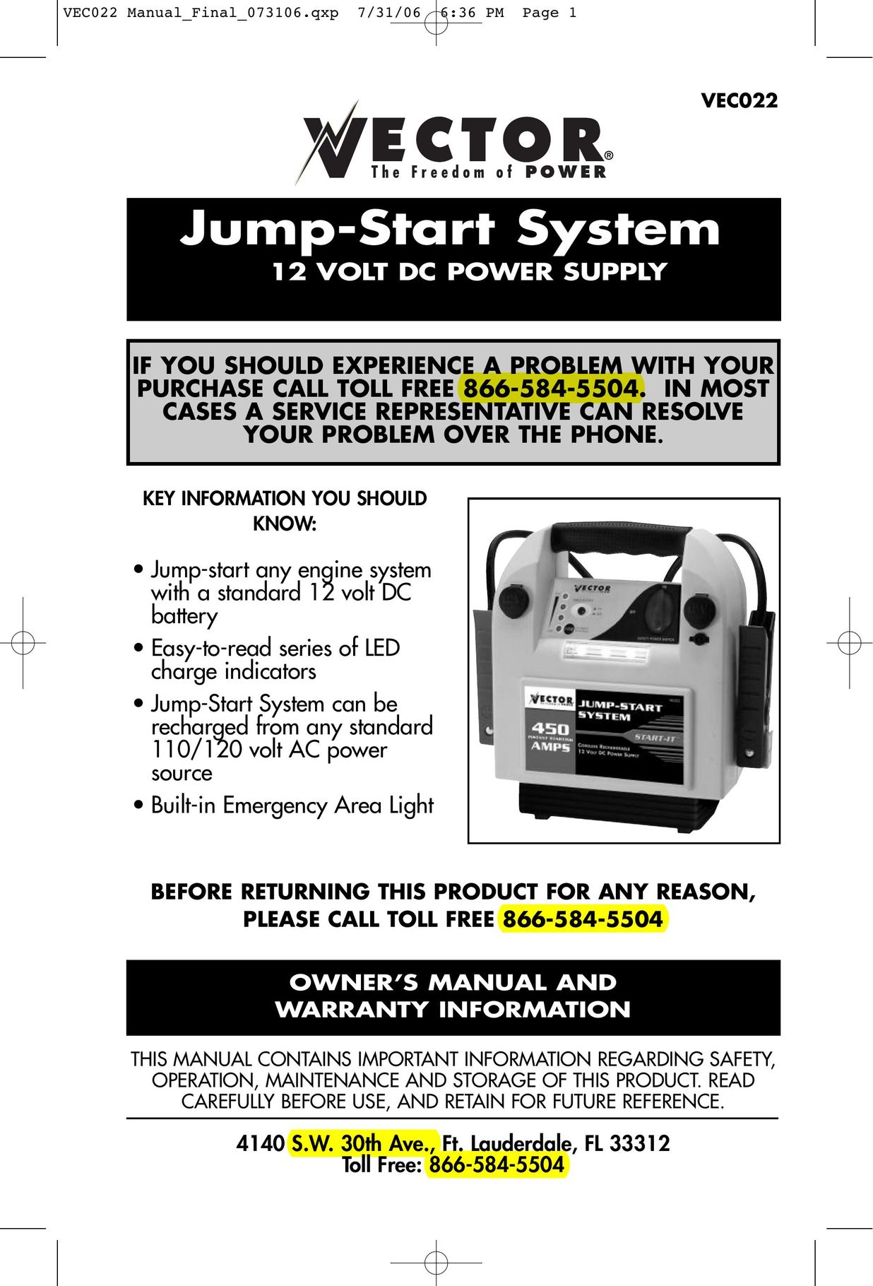 Vector VEC022 Power Supply User Manual