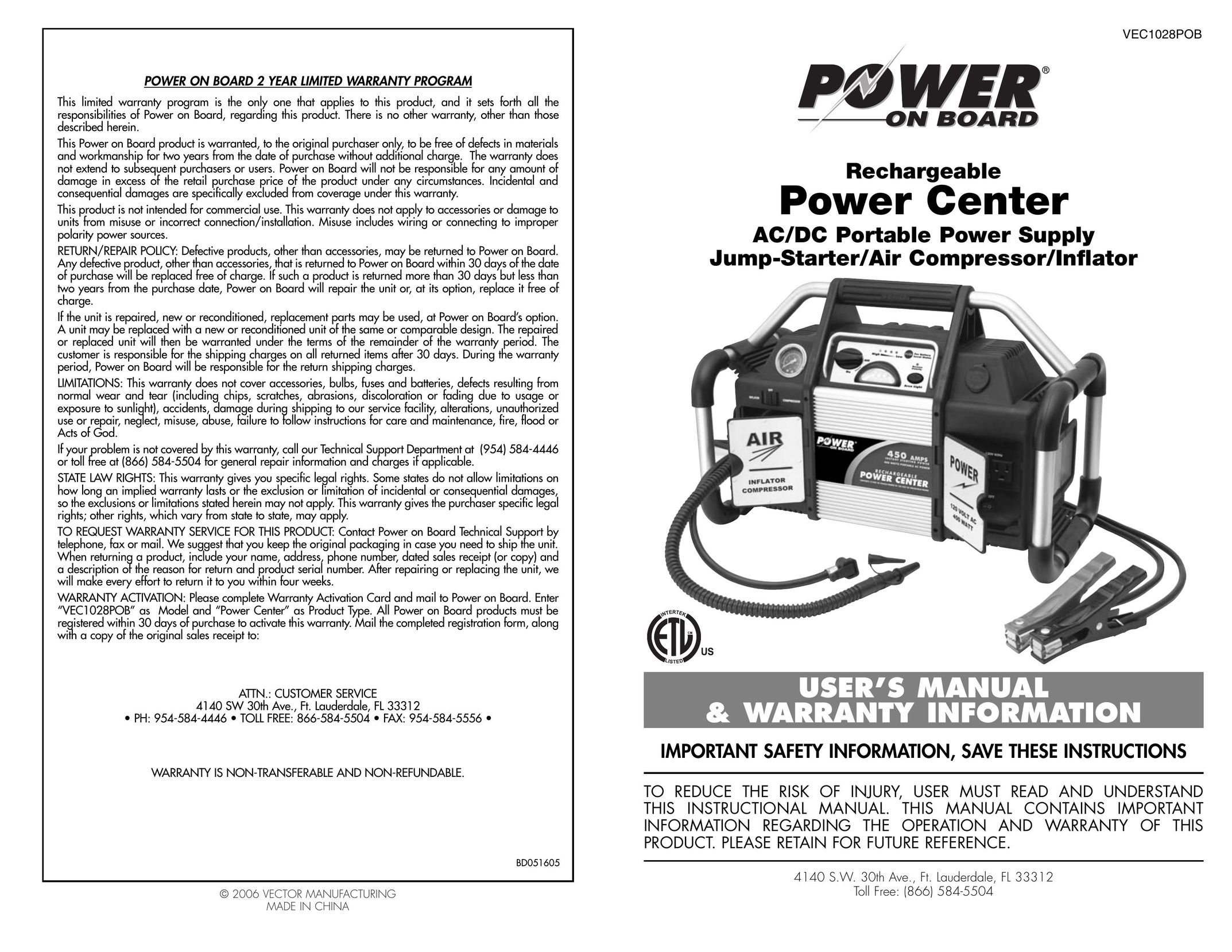 Vector VEC1028POB Power Supply User Manual