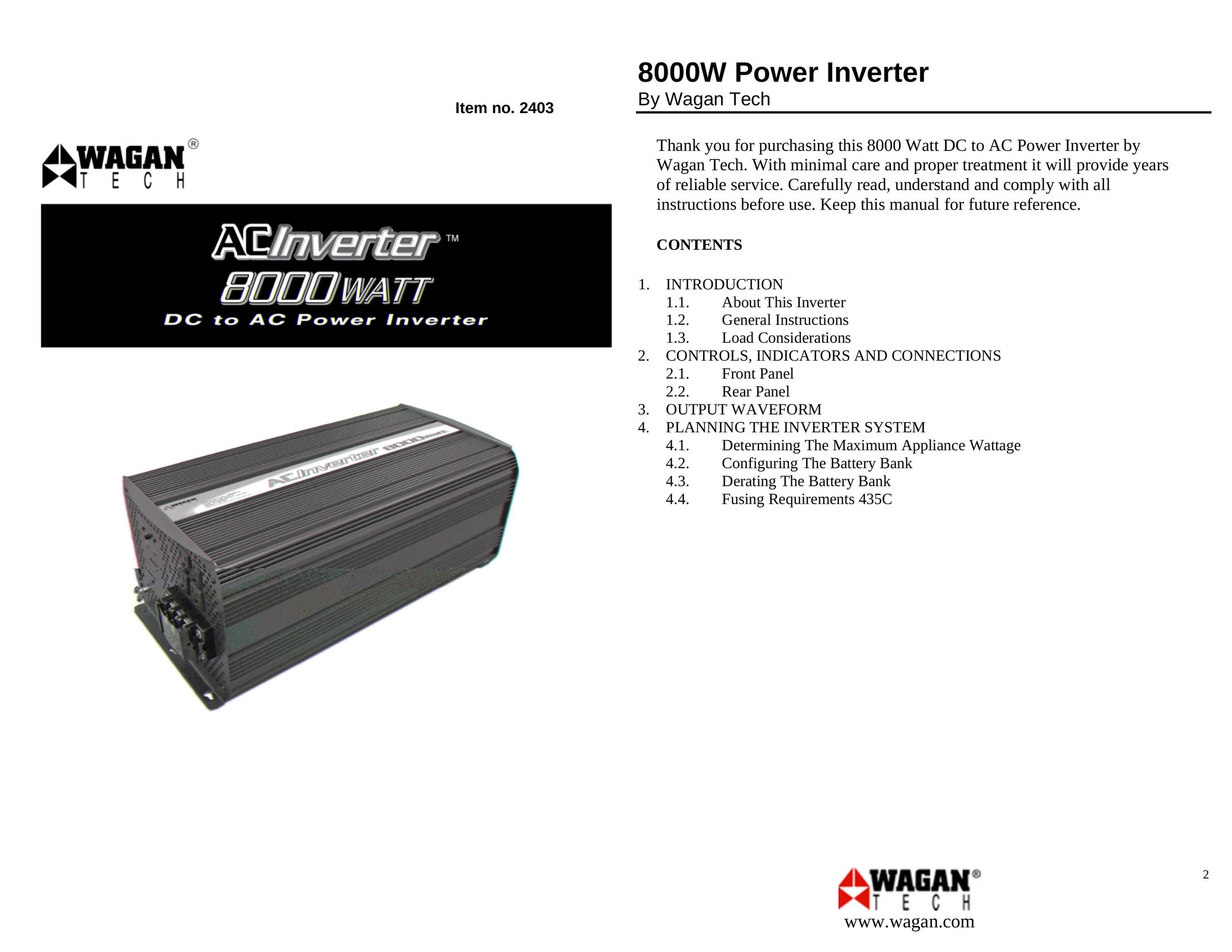 Wagan 2403 Power Supply User Manual