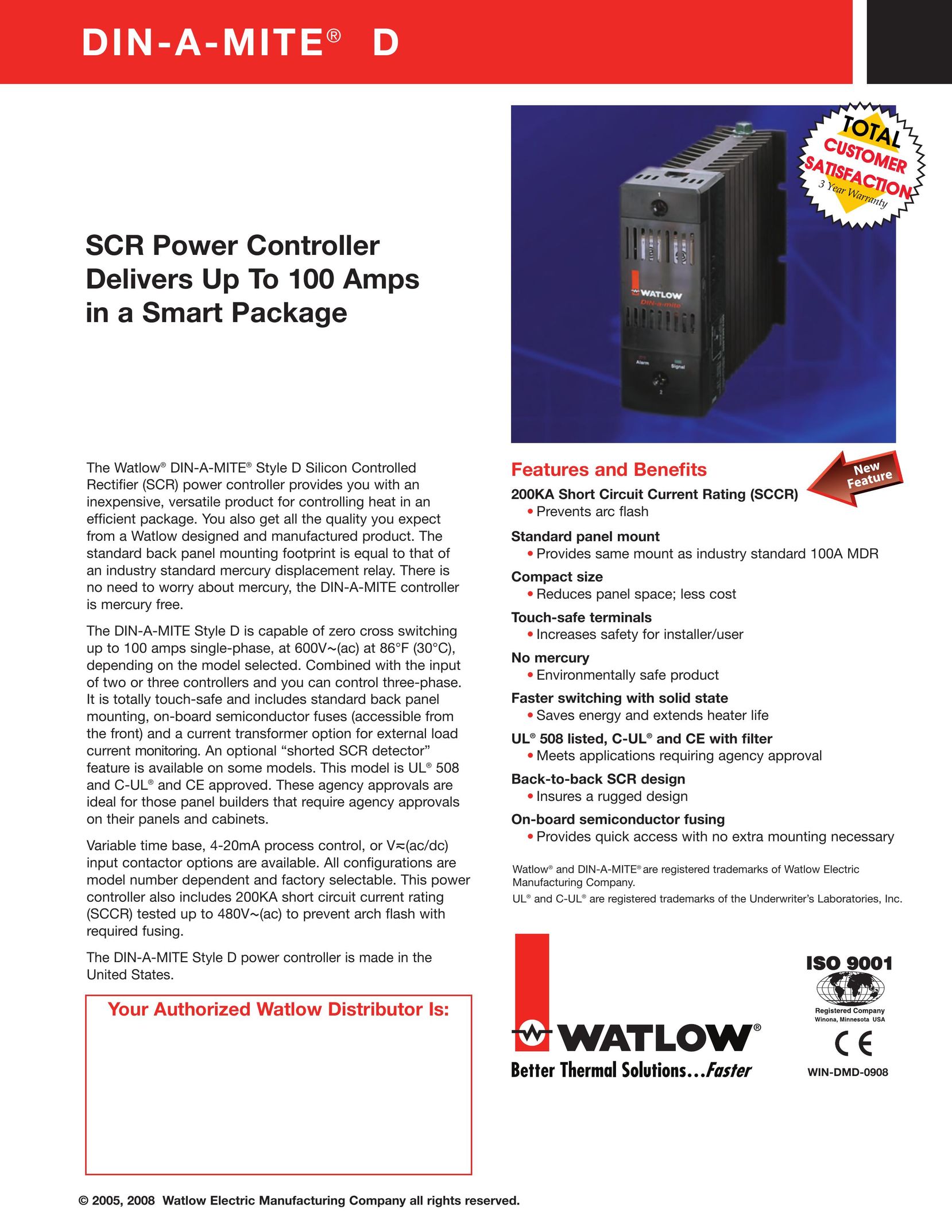 Watlow Electric SCR Power Controller Power Supply User Manual