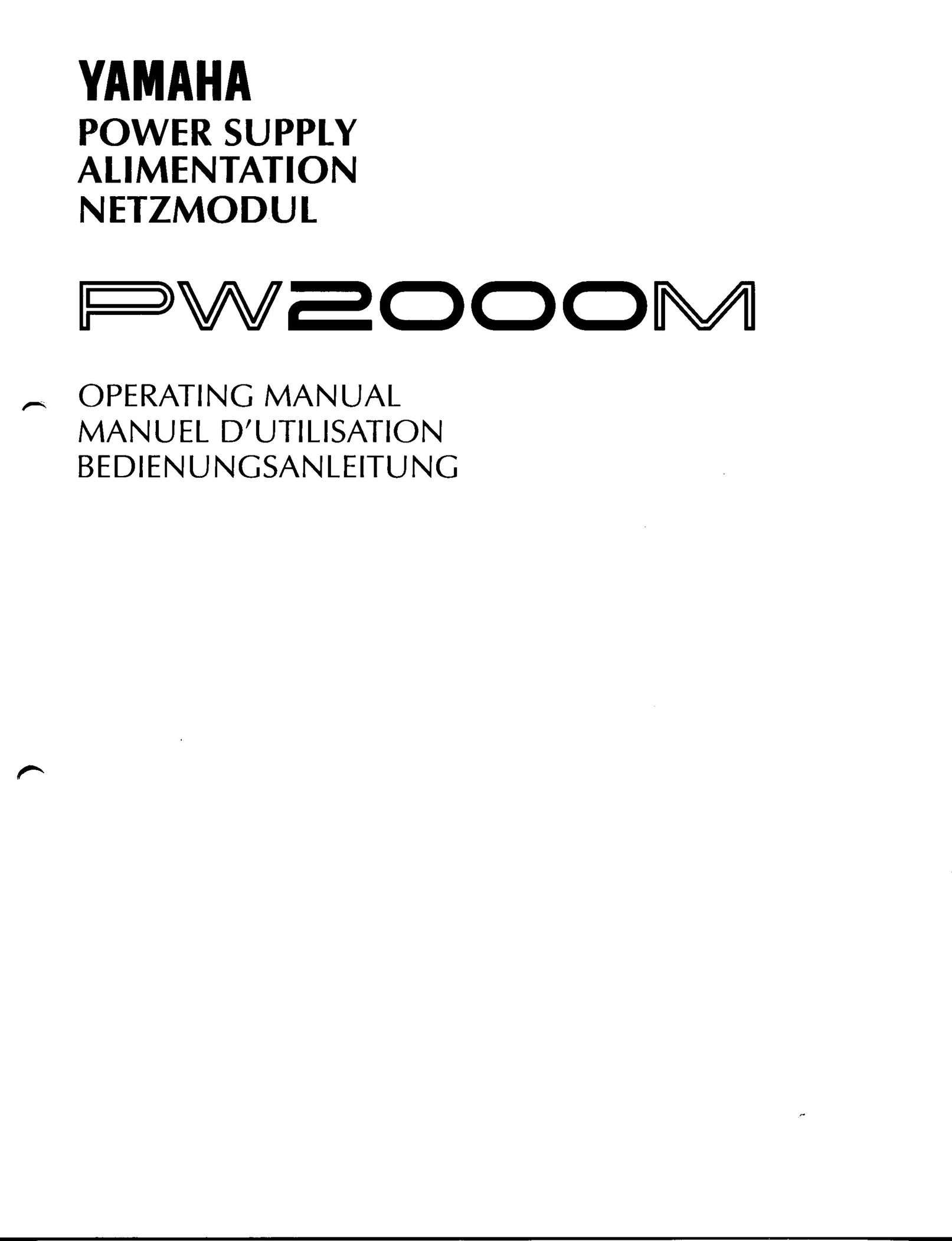 Yamaha PW2000M Power Supply User Manual