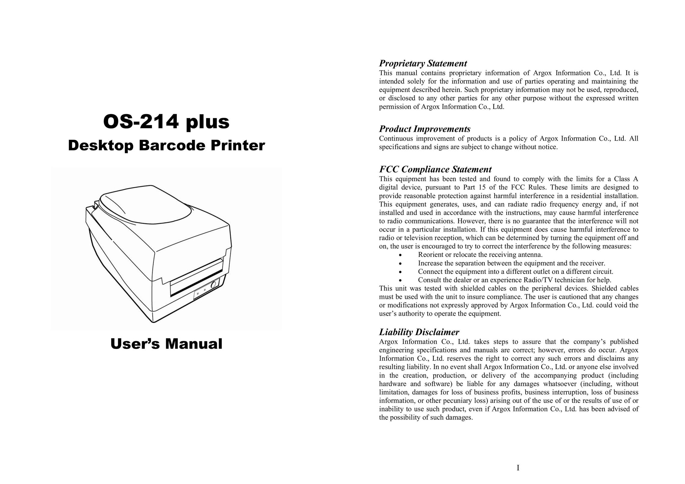 Argox OS-214 plus Printer User Manual