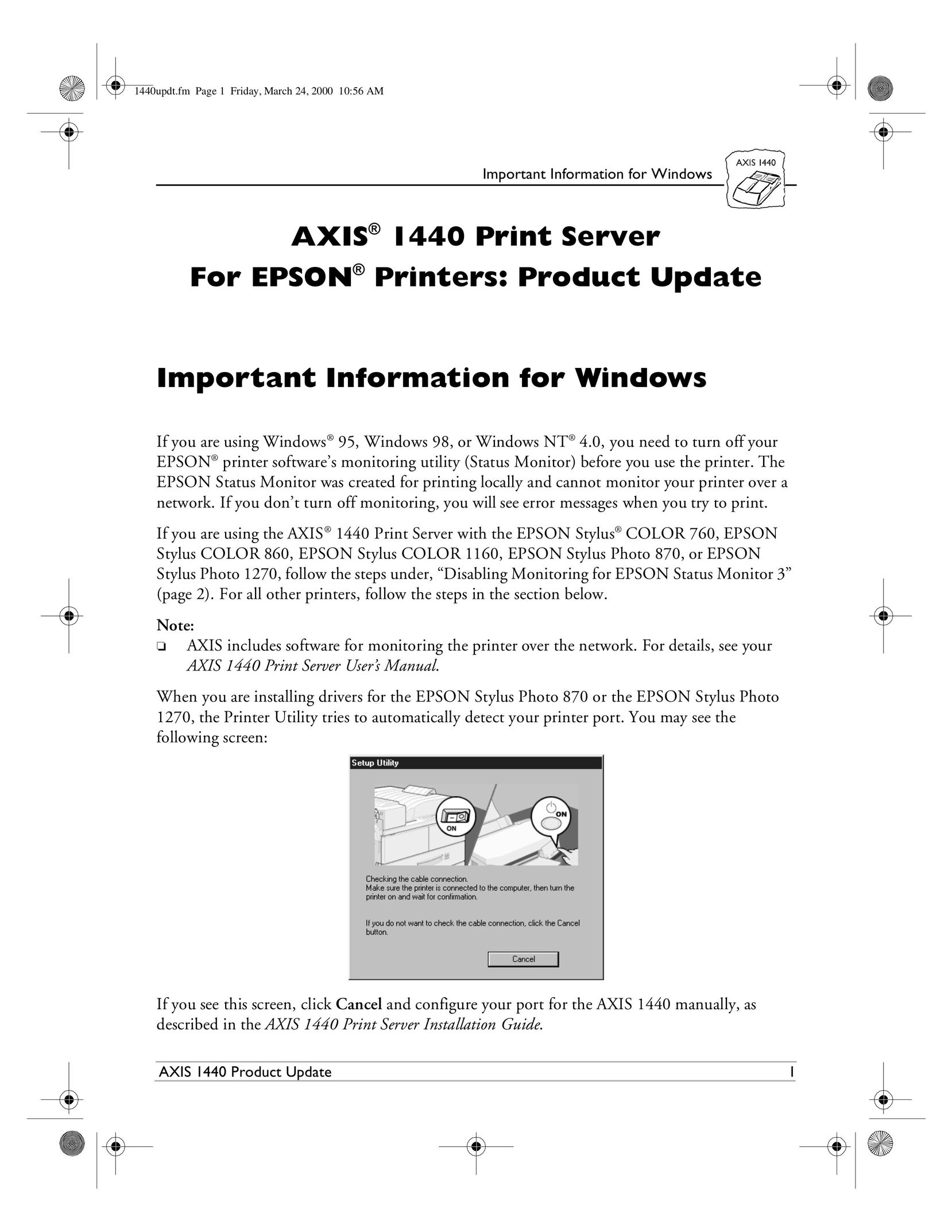 Axis Communications 1440 Printer User Manual