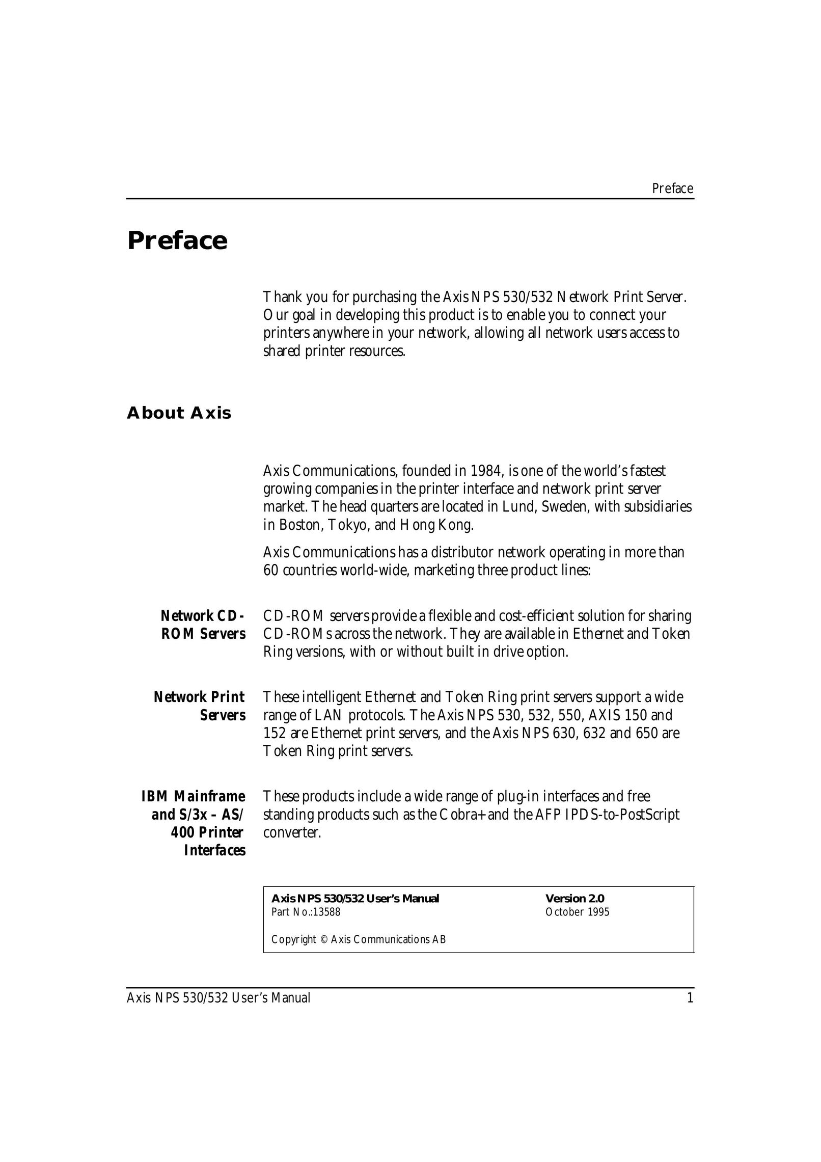 Axis Communications NPS 530 Printer User Manual