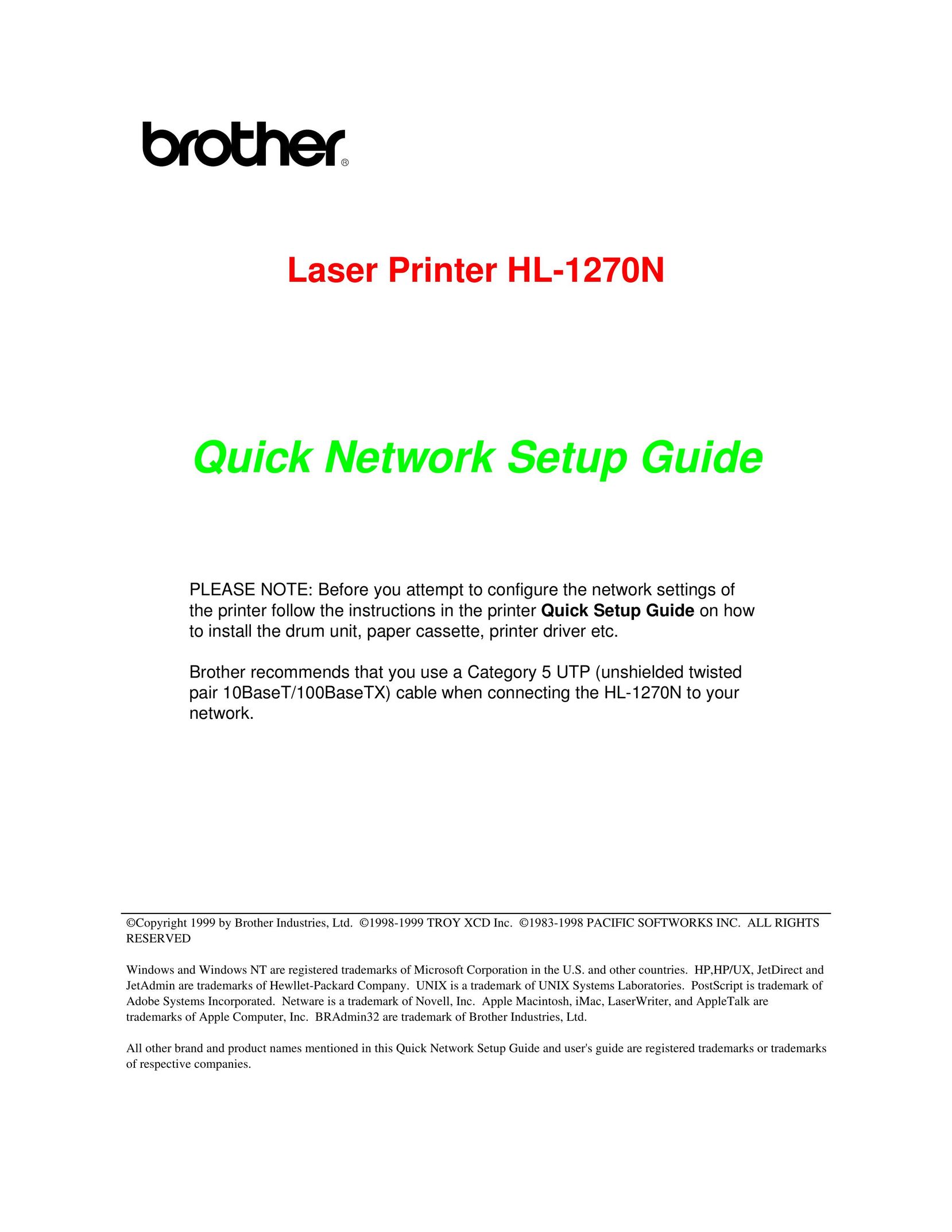 Brother 1270N Printer User Manual