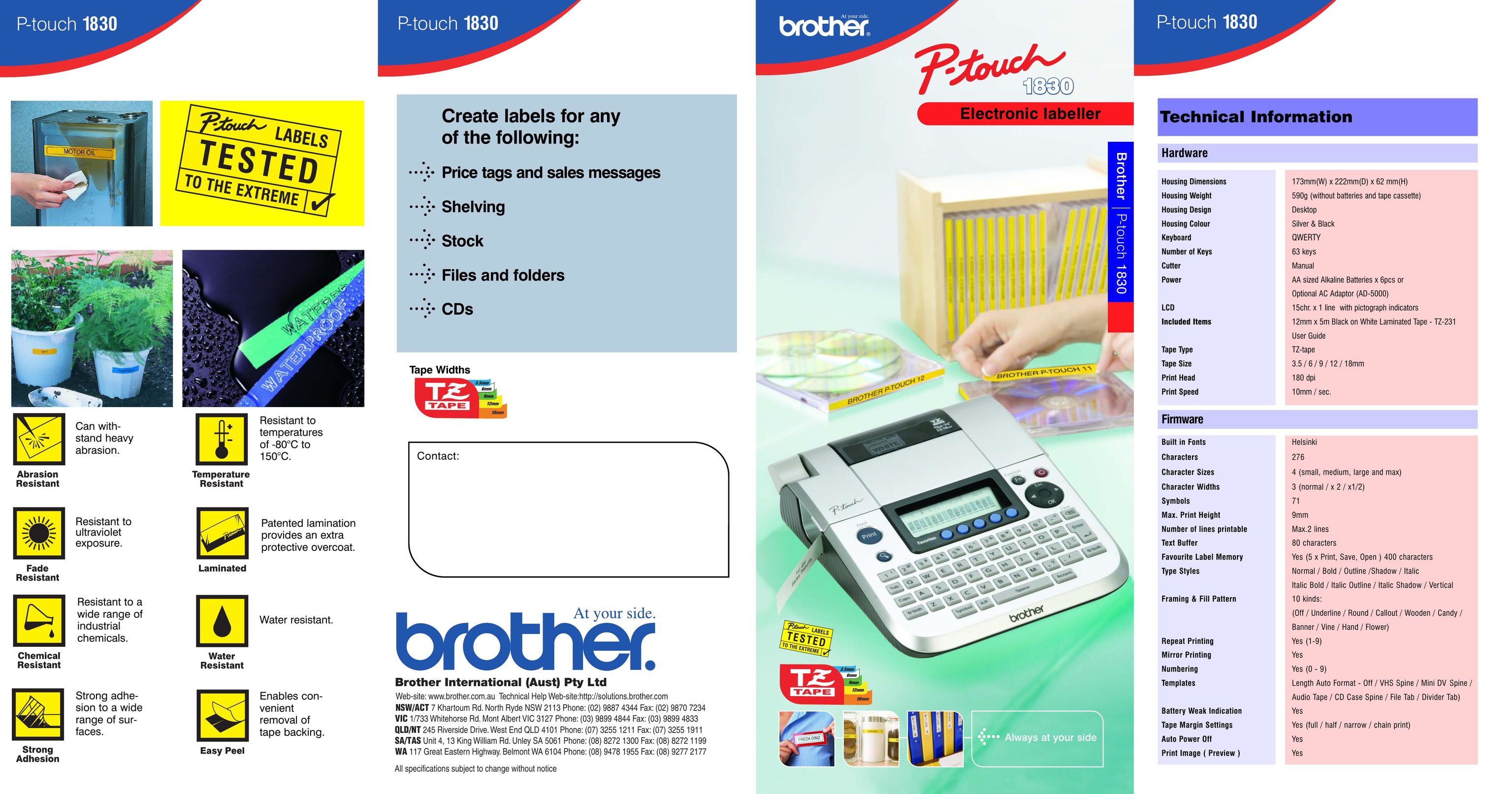 Brother 1830 Printer User Manual