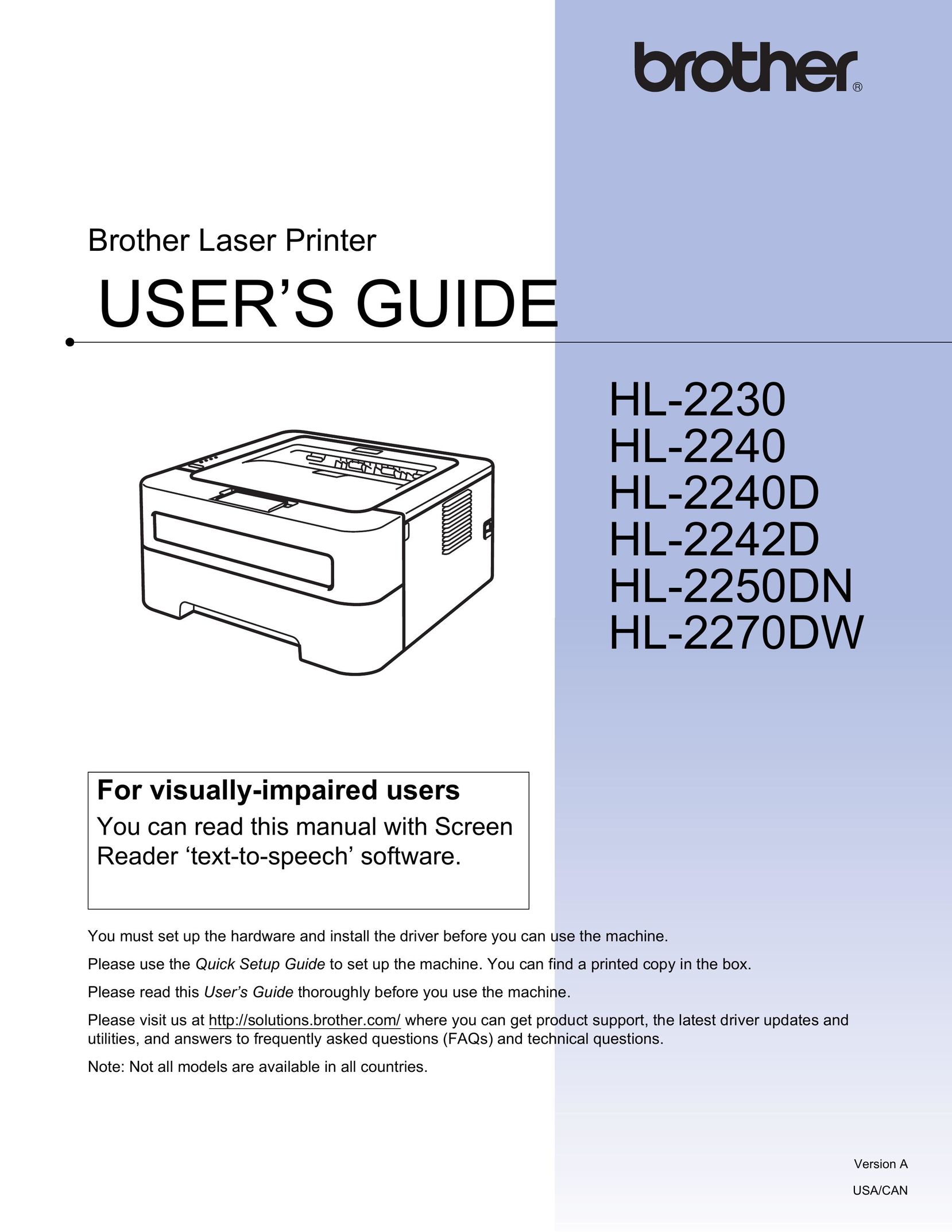 Brother 2270DW Printer User Manual