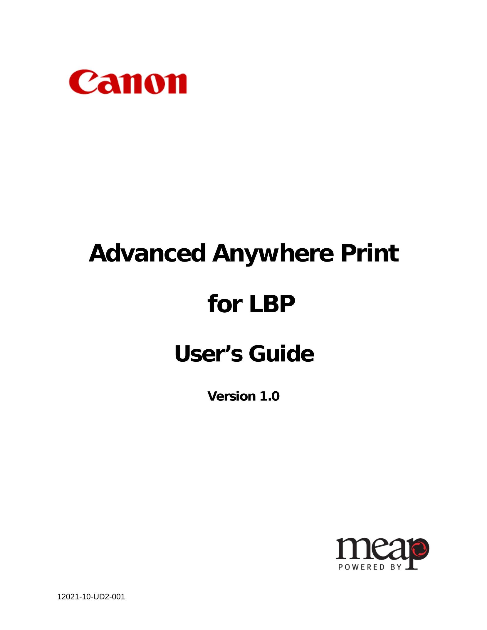 Canon 12021-10-UD2-001 Printer User Manual