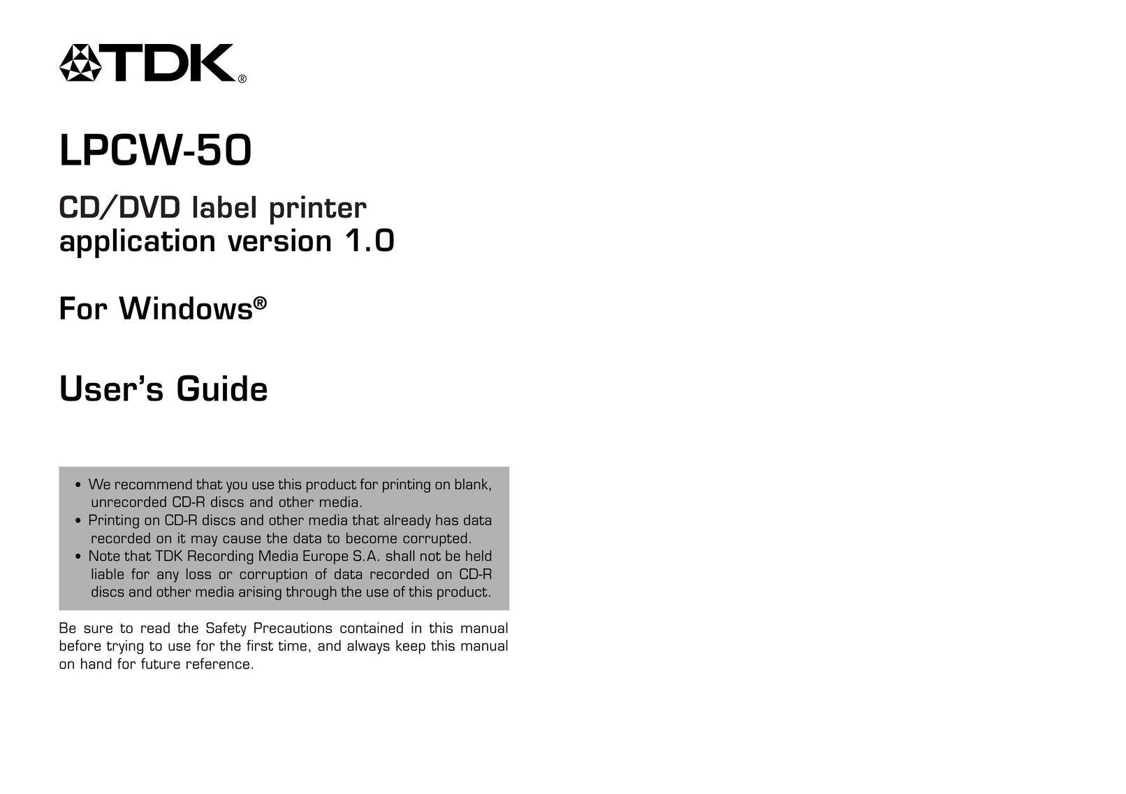 Casio LPCW-50 Printer User Manual