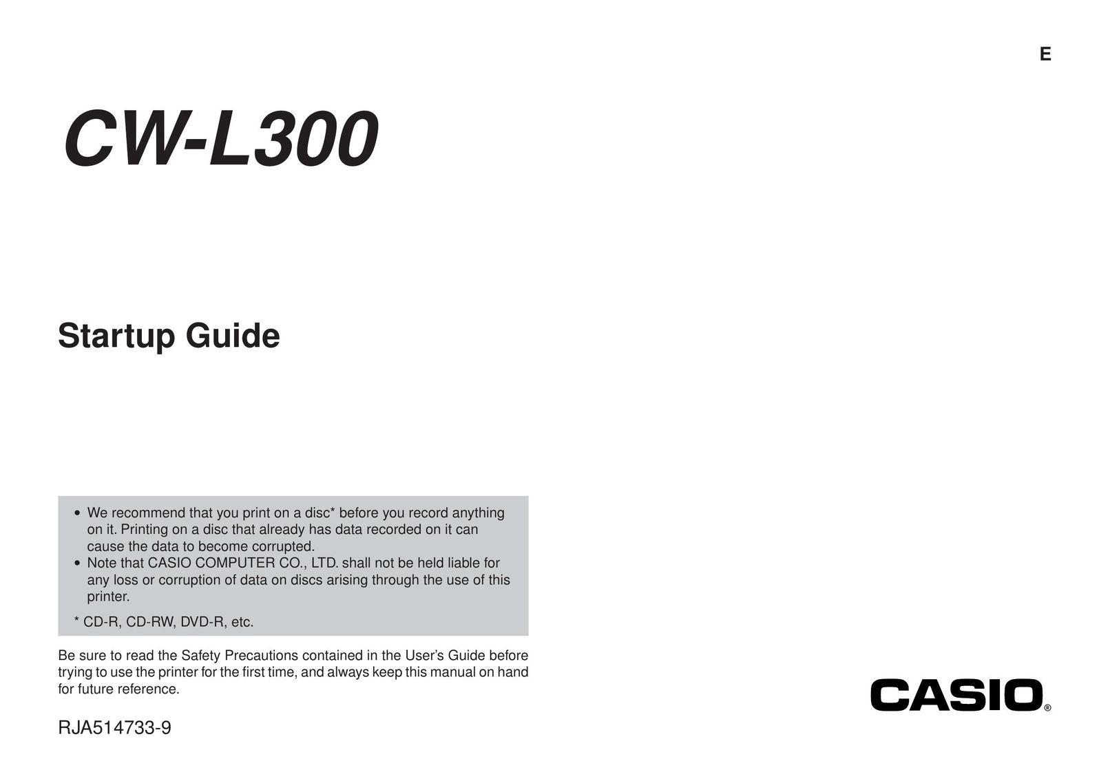 Casio RJA514733-9 Printer User Manual