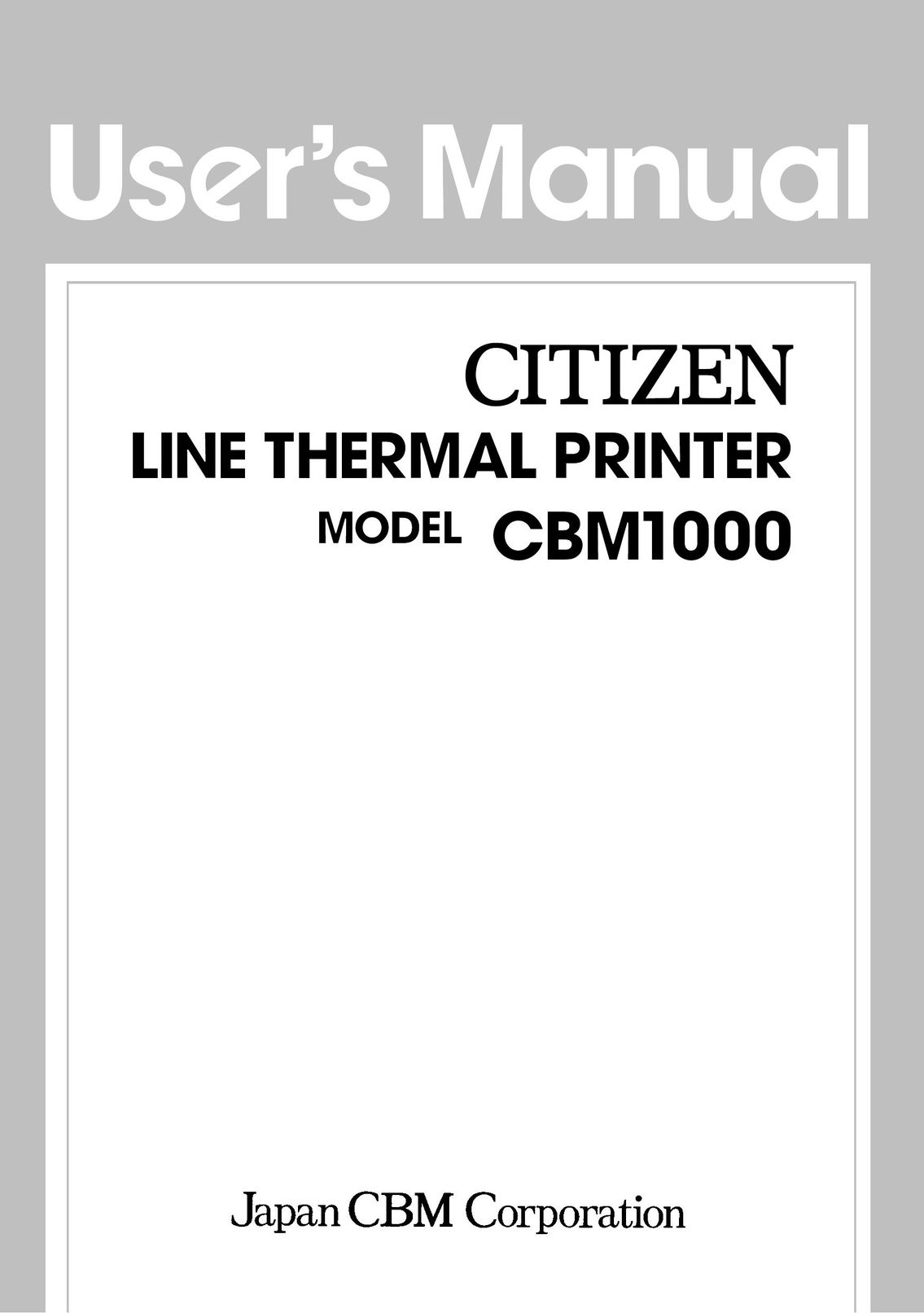 CBM America CBM1000 Printer User Manual