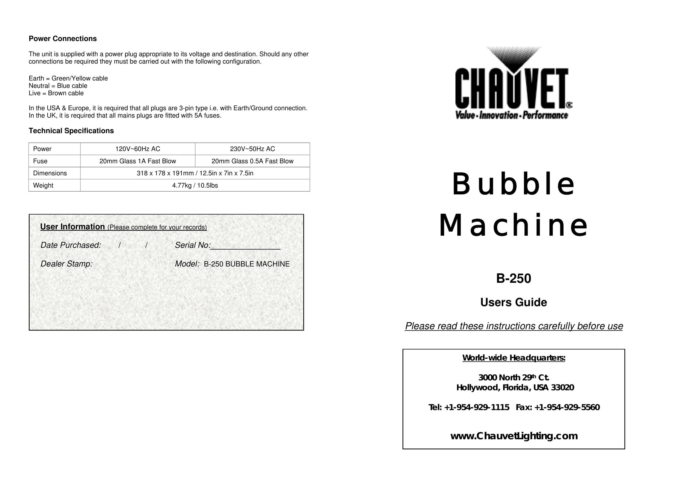 Chauvet B-250 Printer User Manual