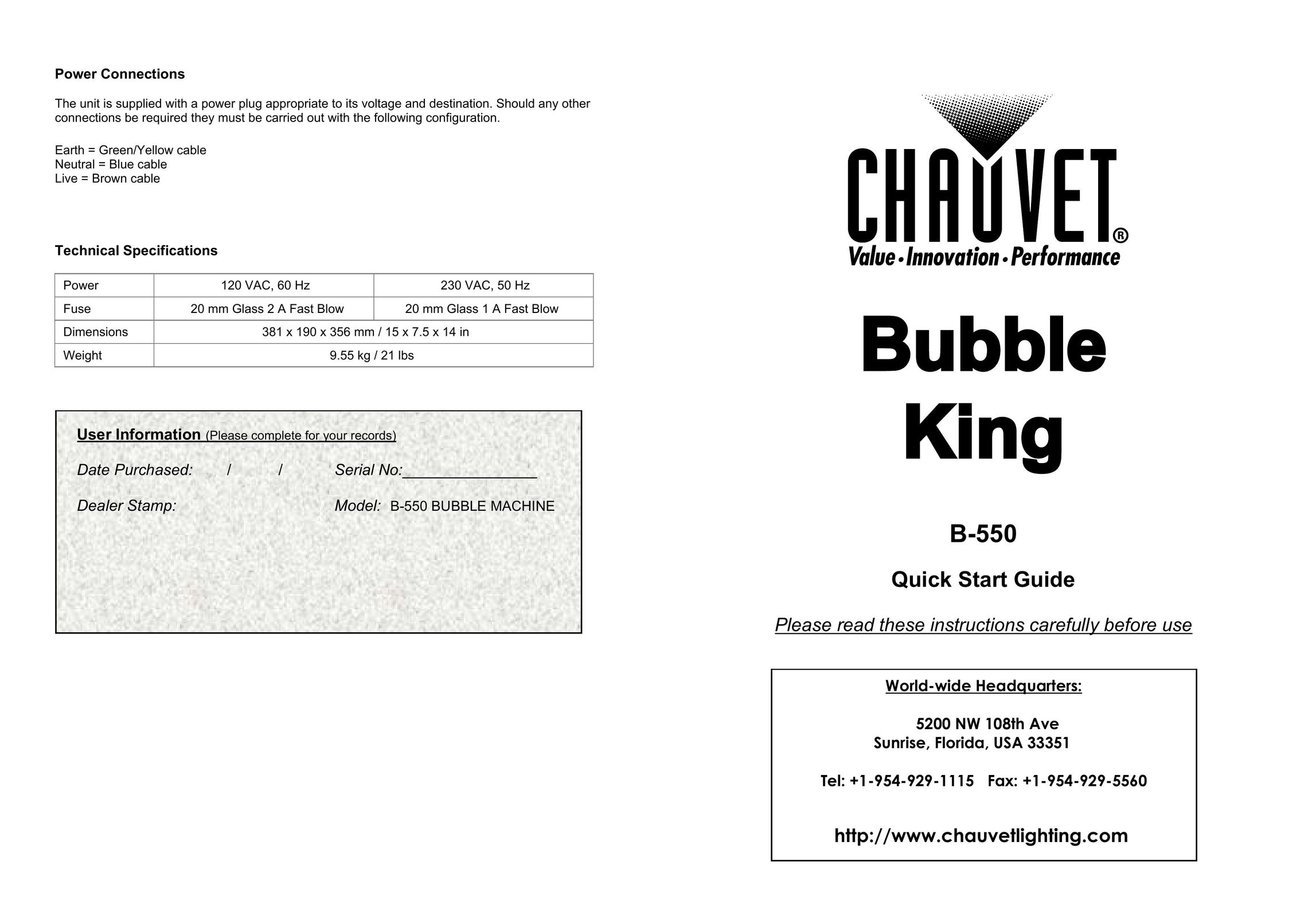 Chauvet B-550 Printer User Manual