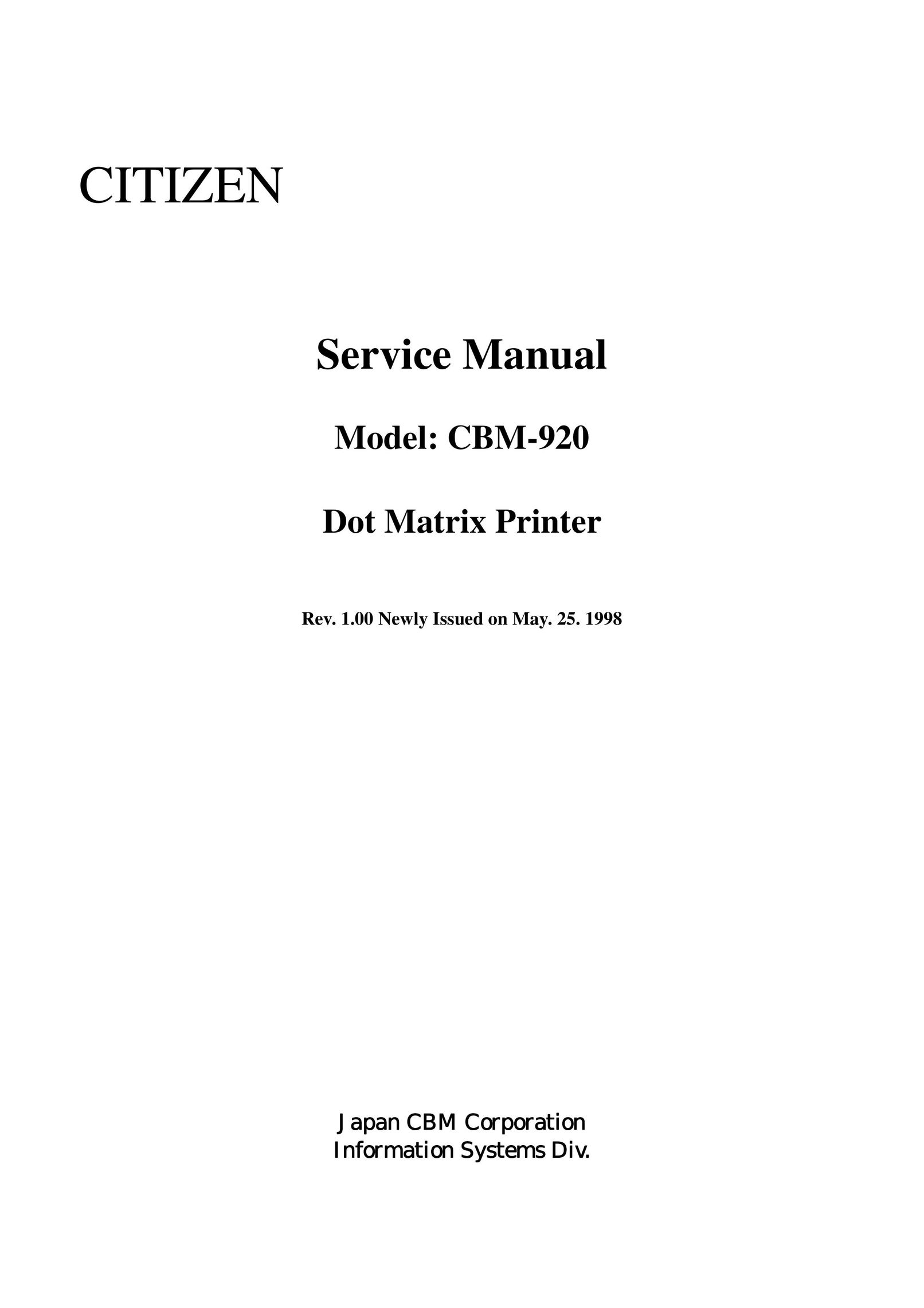 Citizen CBM-920 Printer User Manual