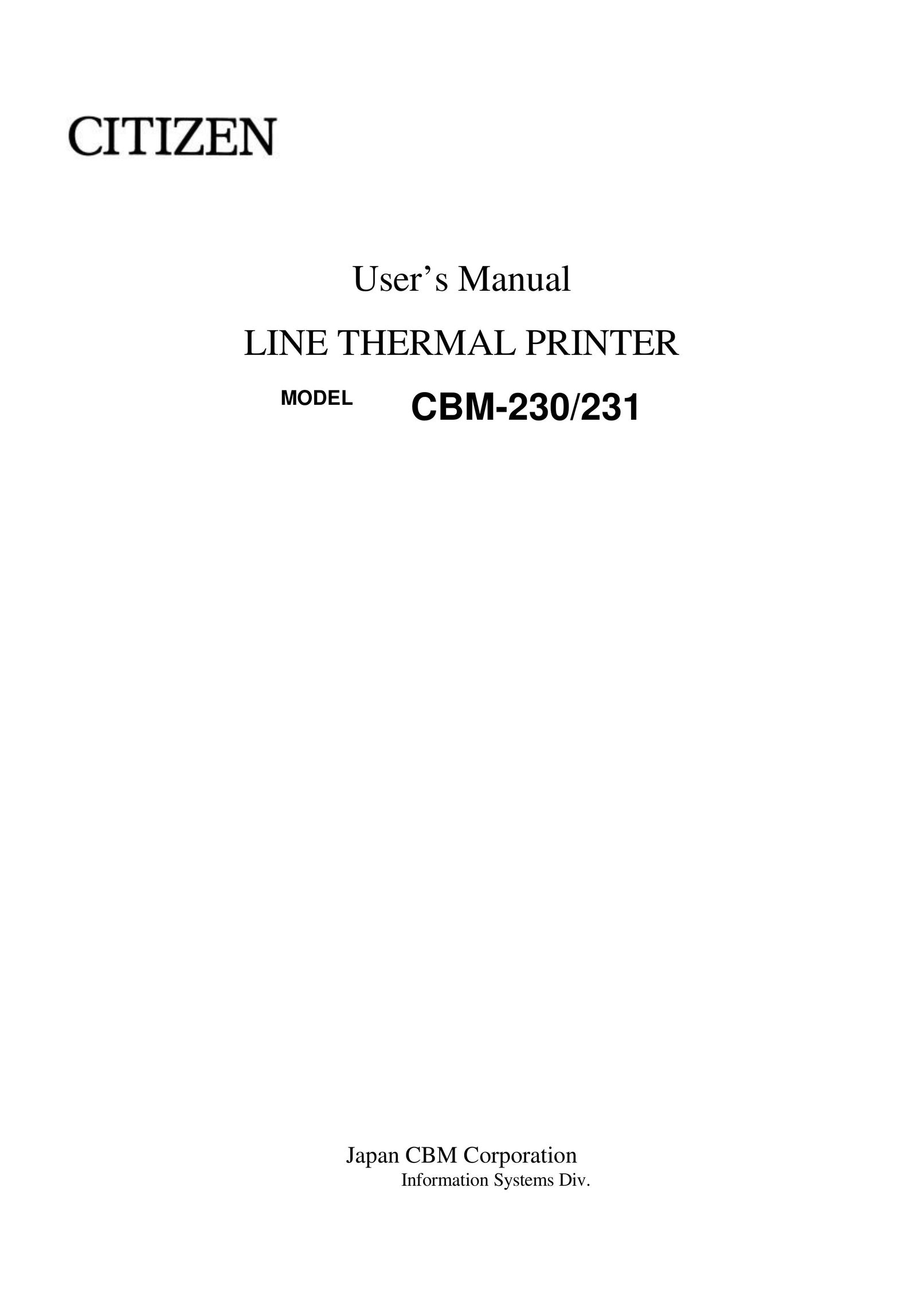 Citizen Systems CBM-230/231 Printer User Manual