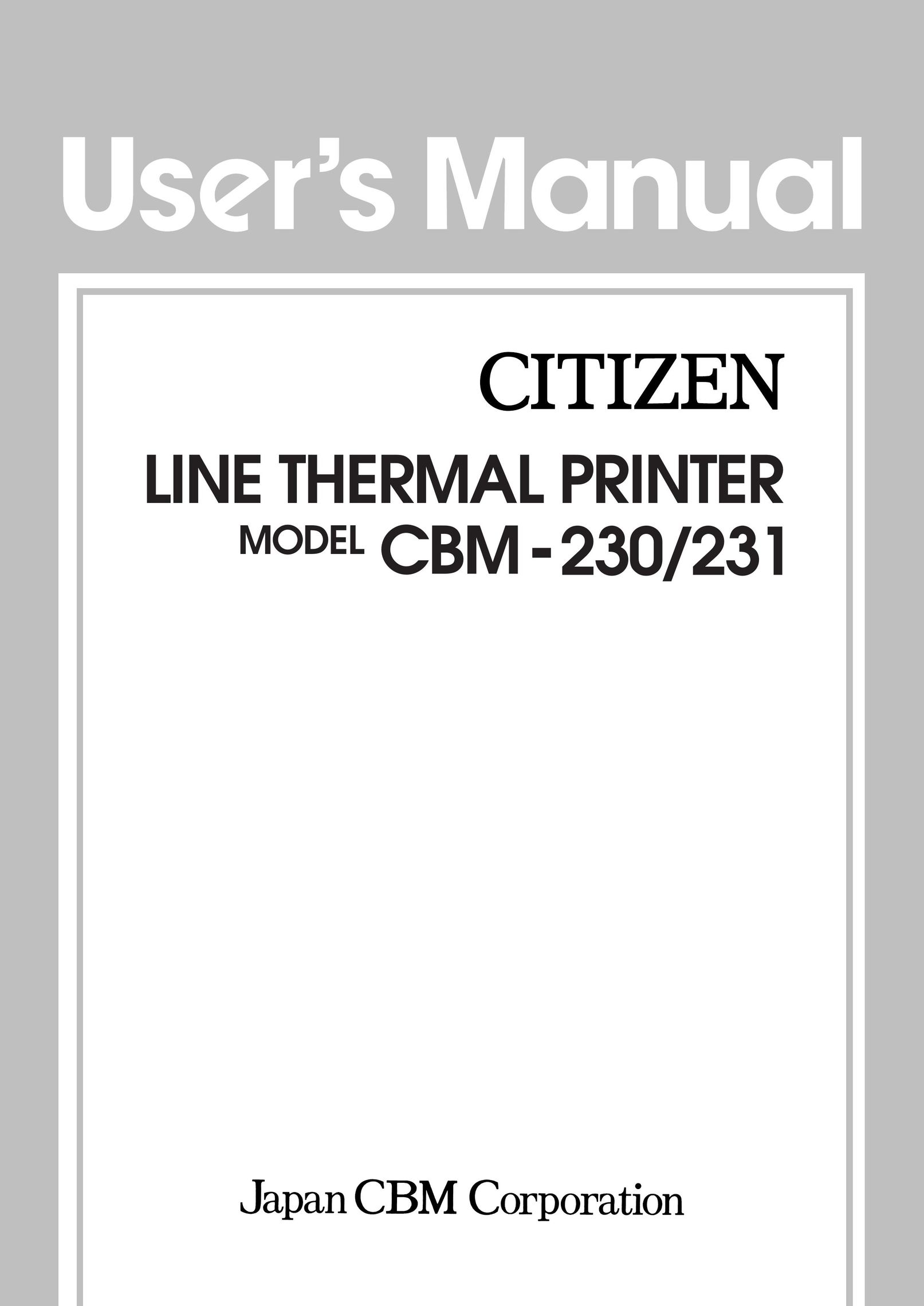 Citizen Systems CBM-231 Printer User Manual