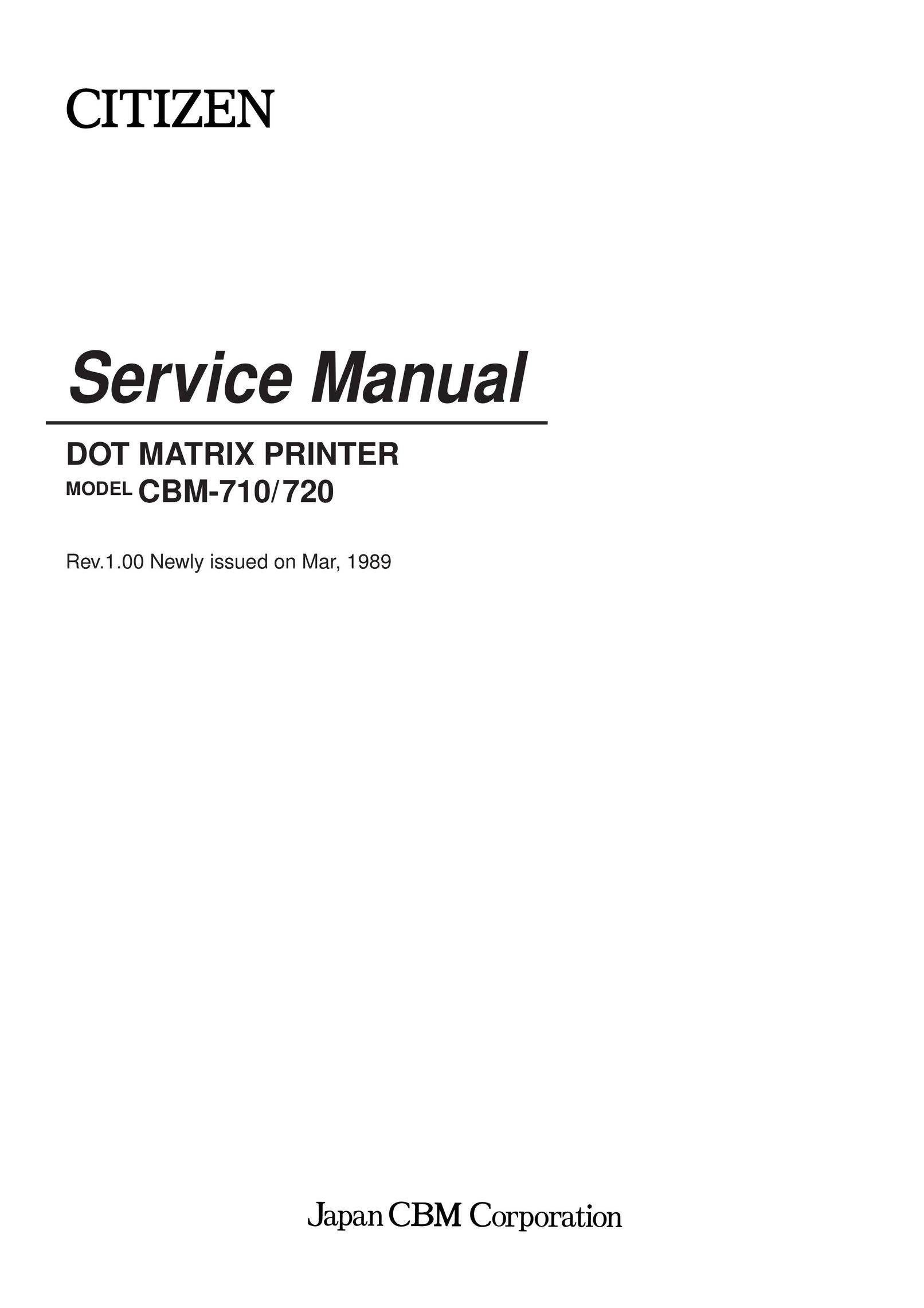 Citizen Systems CBM-710/720 Printer User Manual