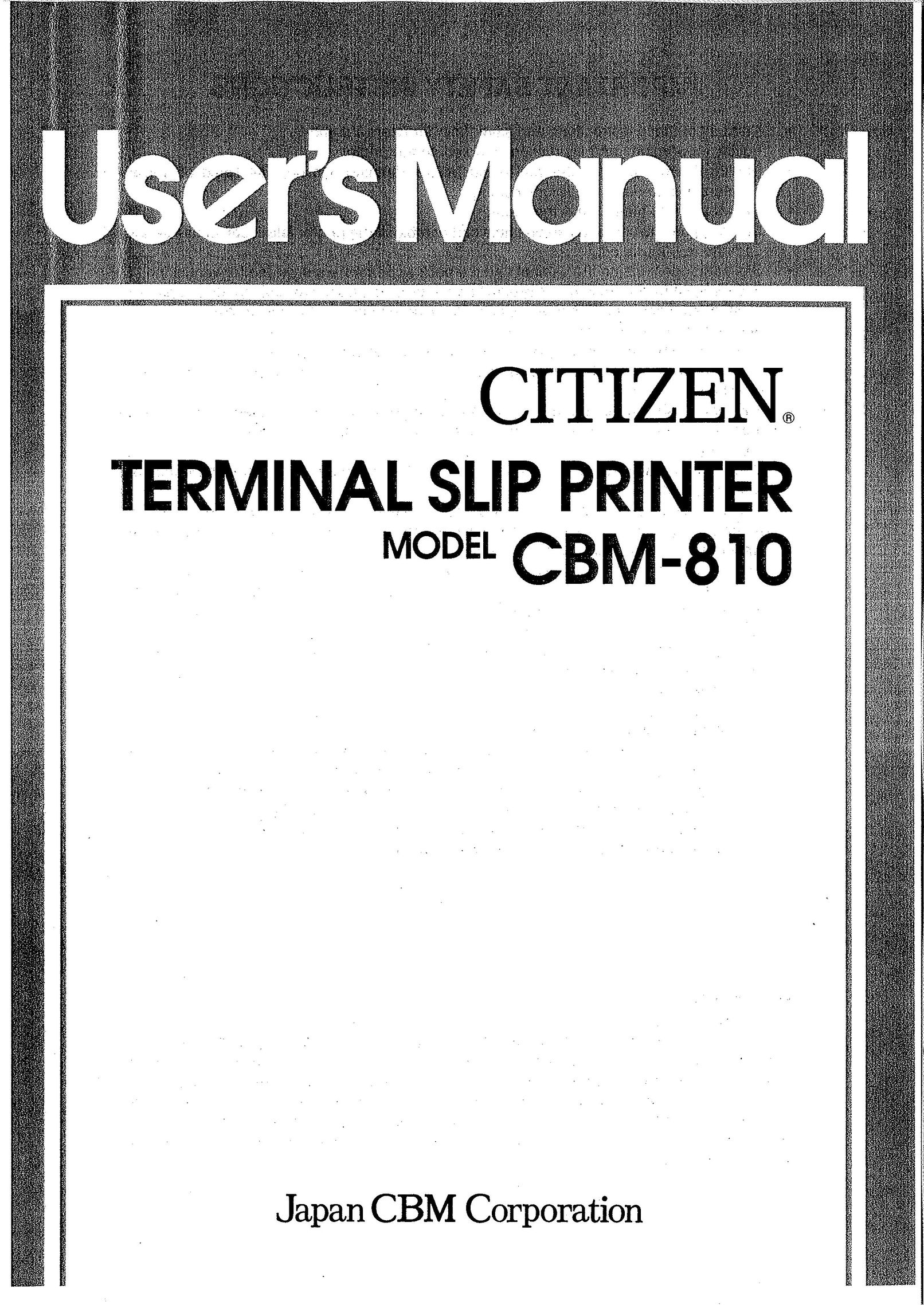 Citizen Systems CBM-810 Printer User Manual