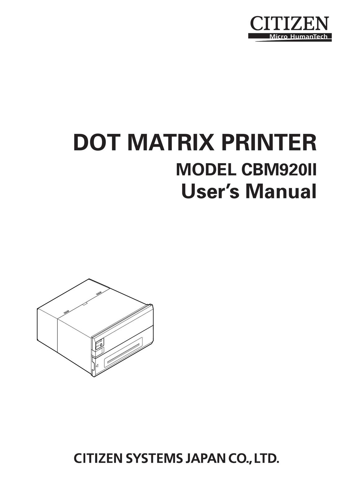 Citizen Systems CBM920II Printer User Manual