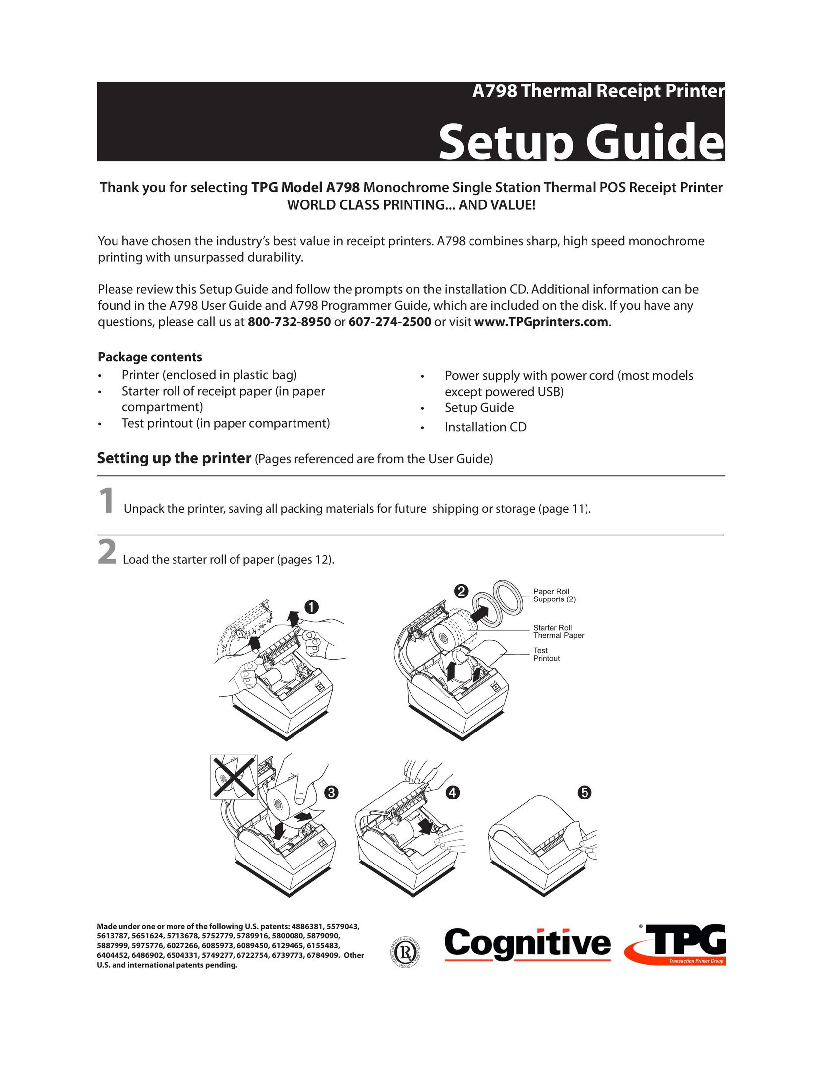 Cognitive Solutions A798 Printer User Manual