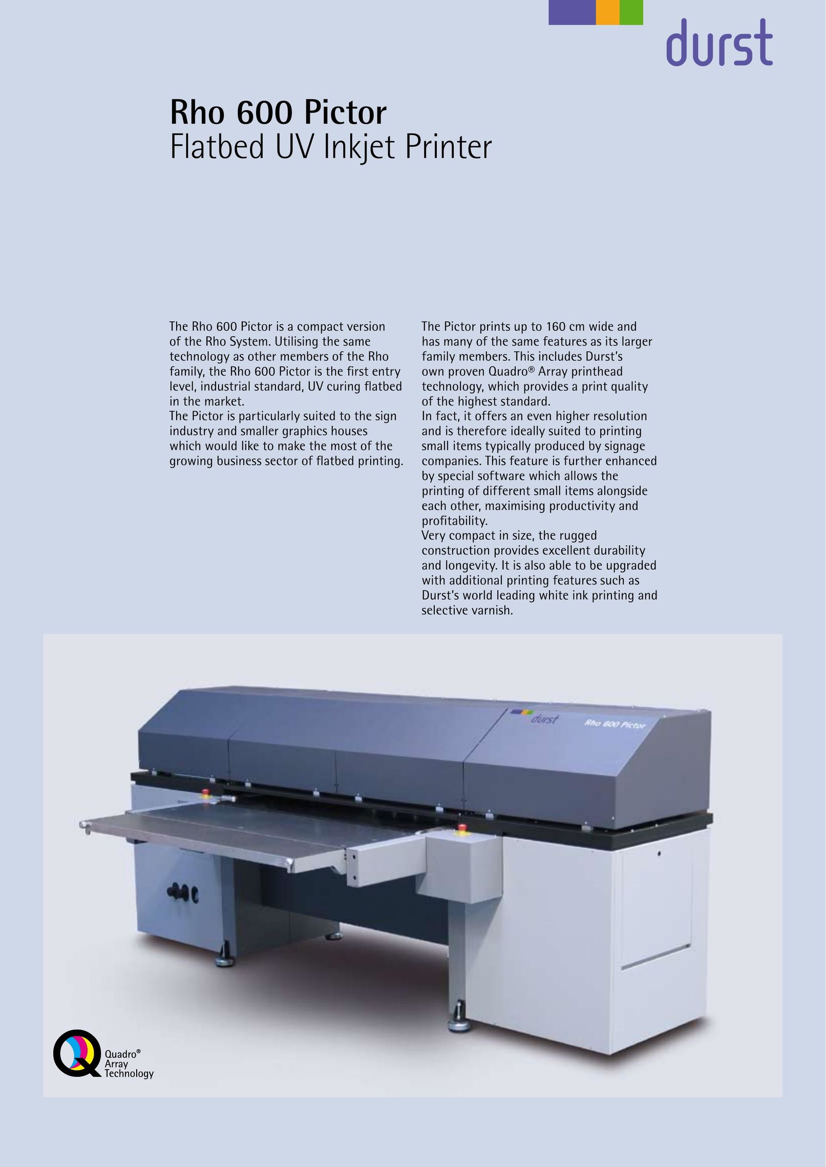 Durst Rho 600 Pictor Printer User Manual