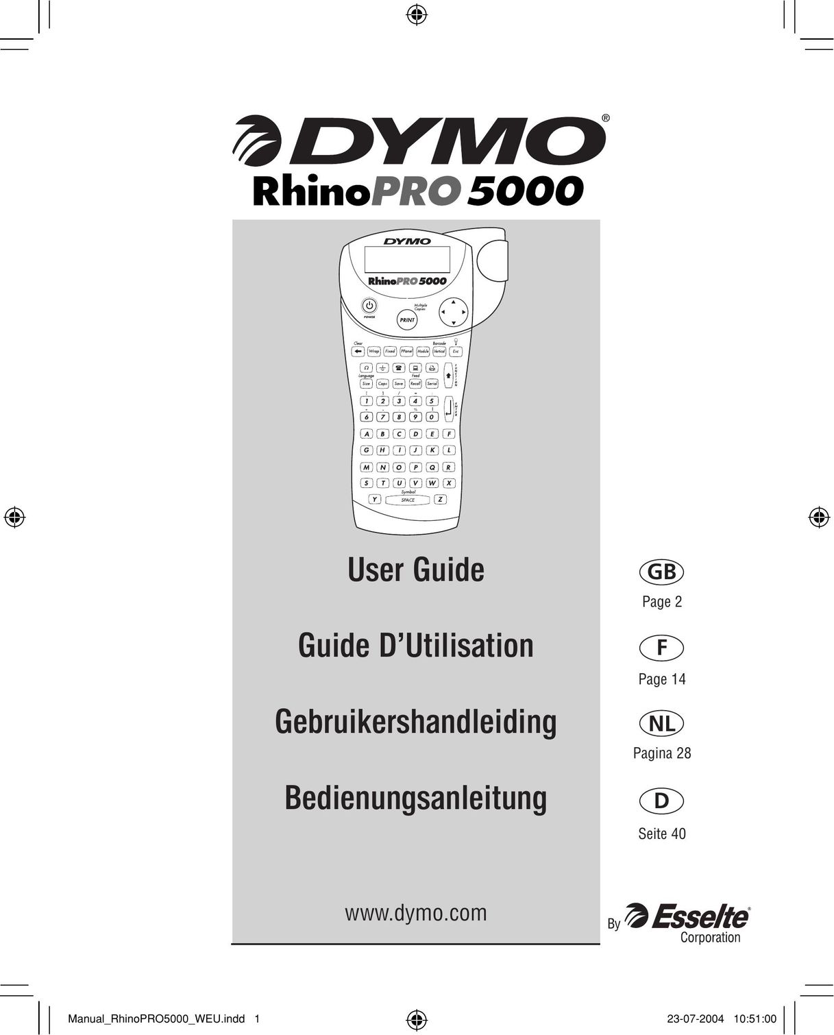 Dymo PRO 5000 Printer User Manual