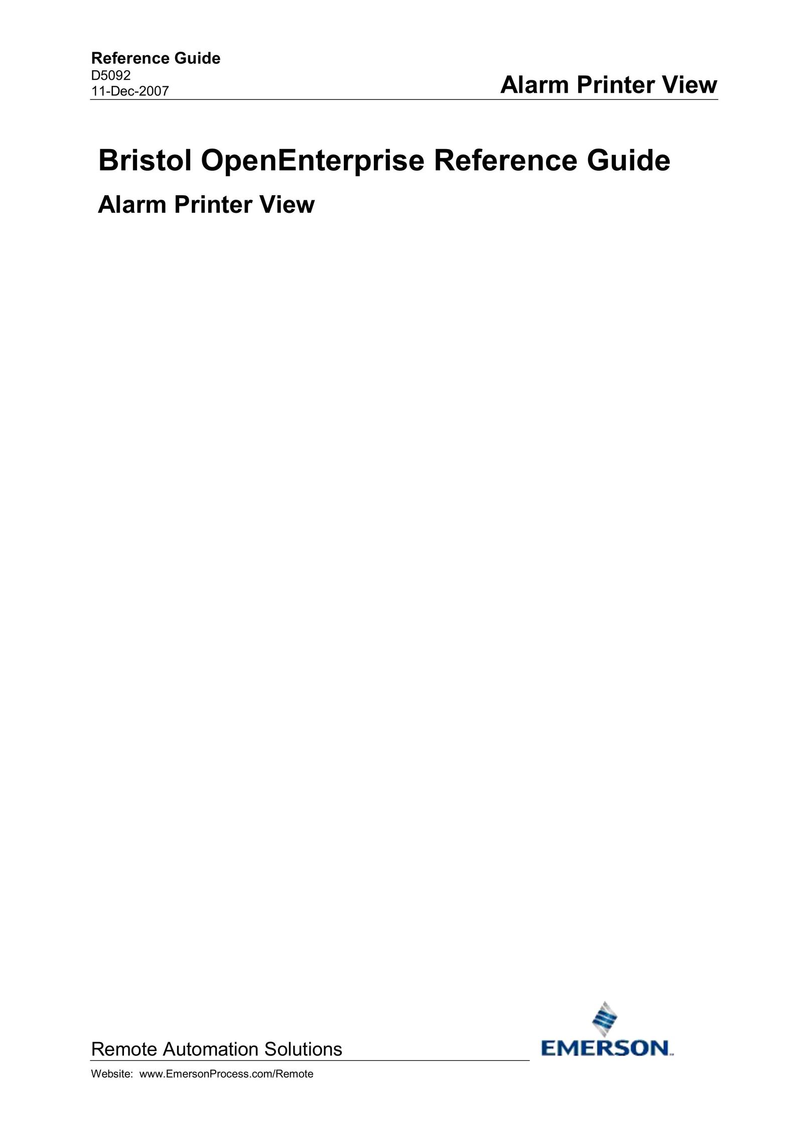 Emerson Process Management D5092 Printer User Manual