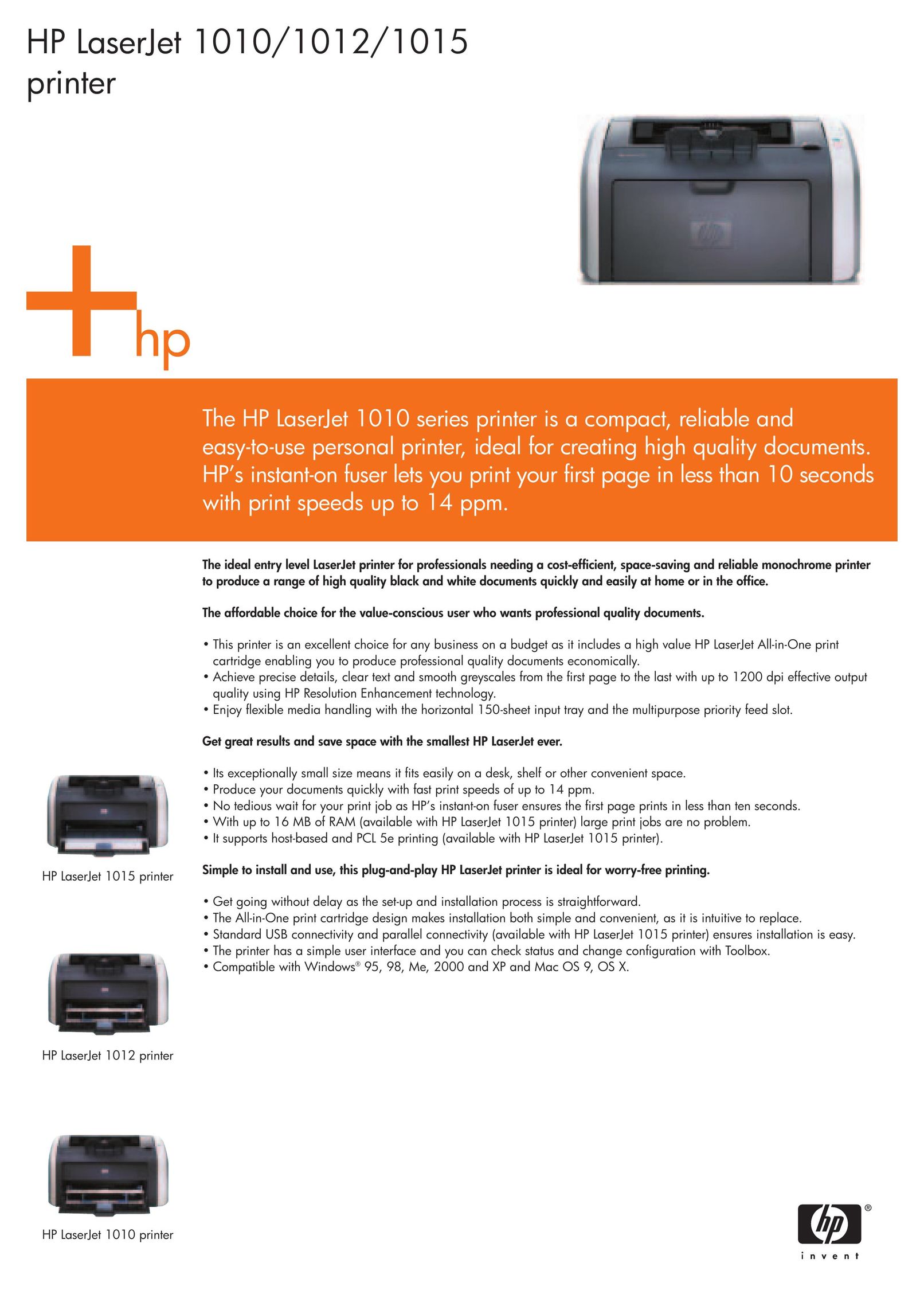 HP (Hewlett-Packard) 1010 Printer User Manual