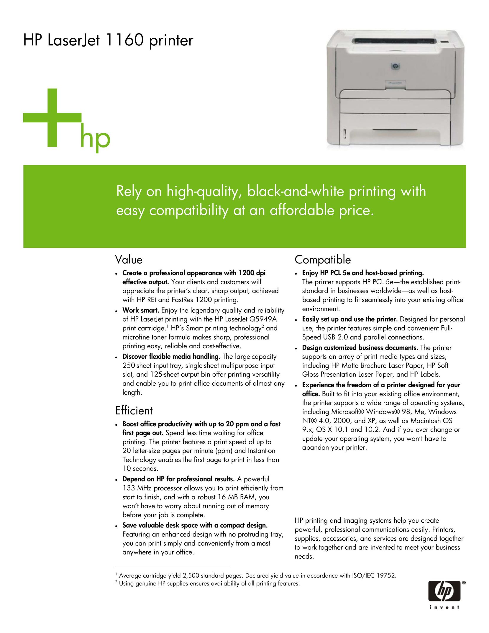 HP (Hewlett-Packard) 1160 Printer User Manual