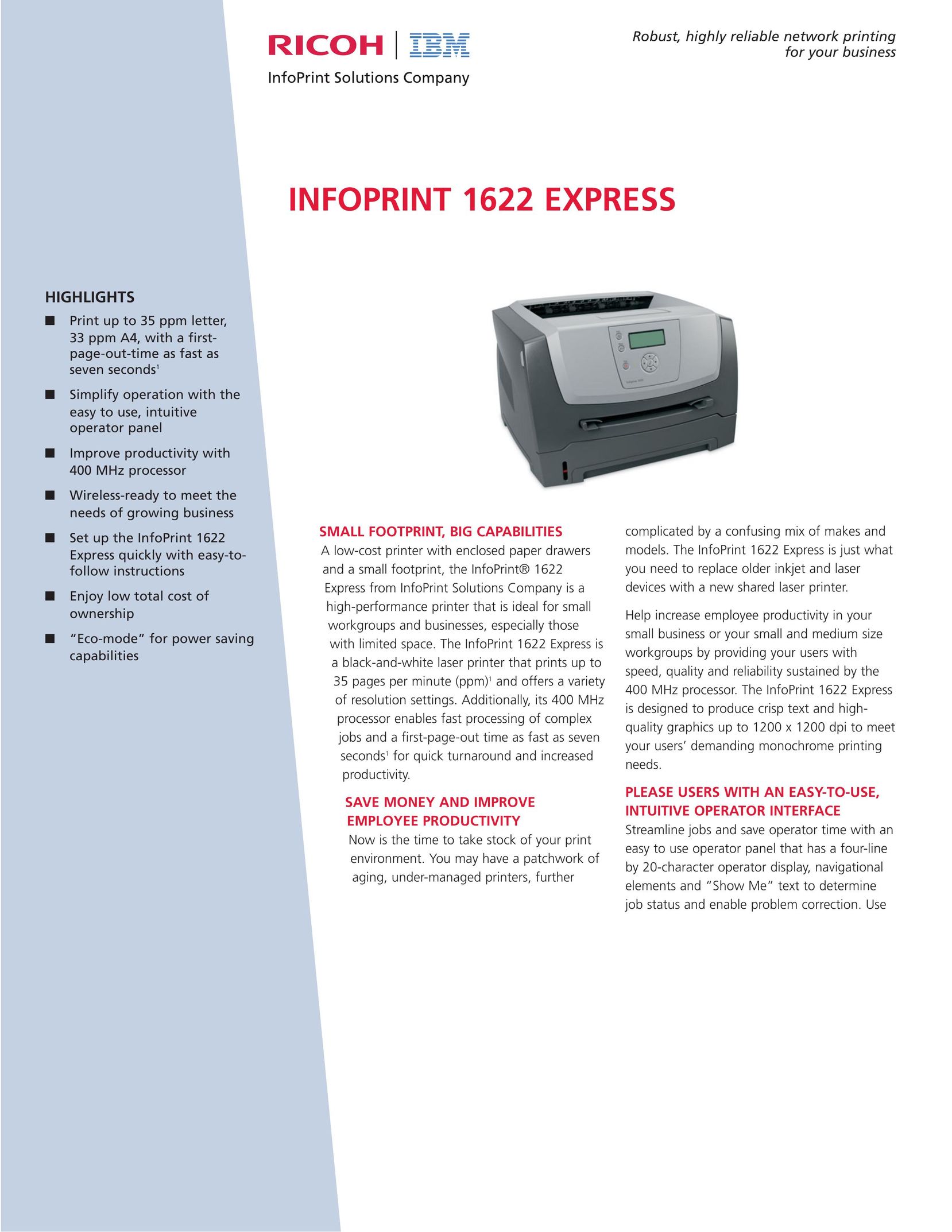 IBM Ricoh 1622 Printer User Manual