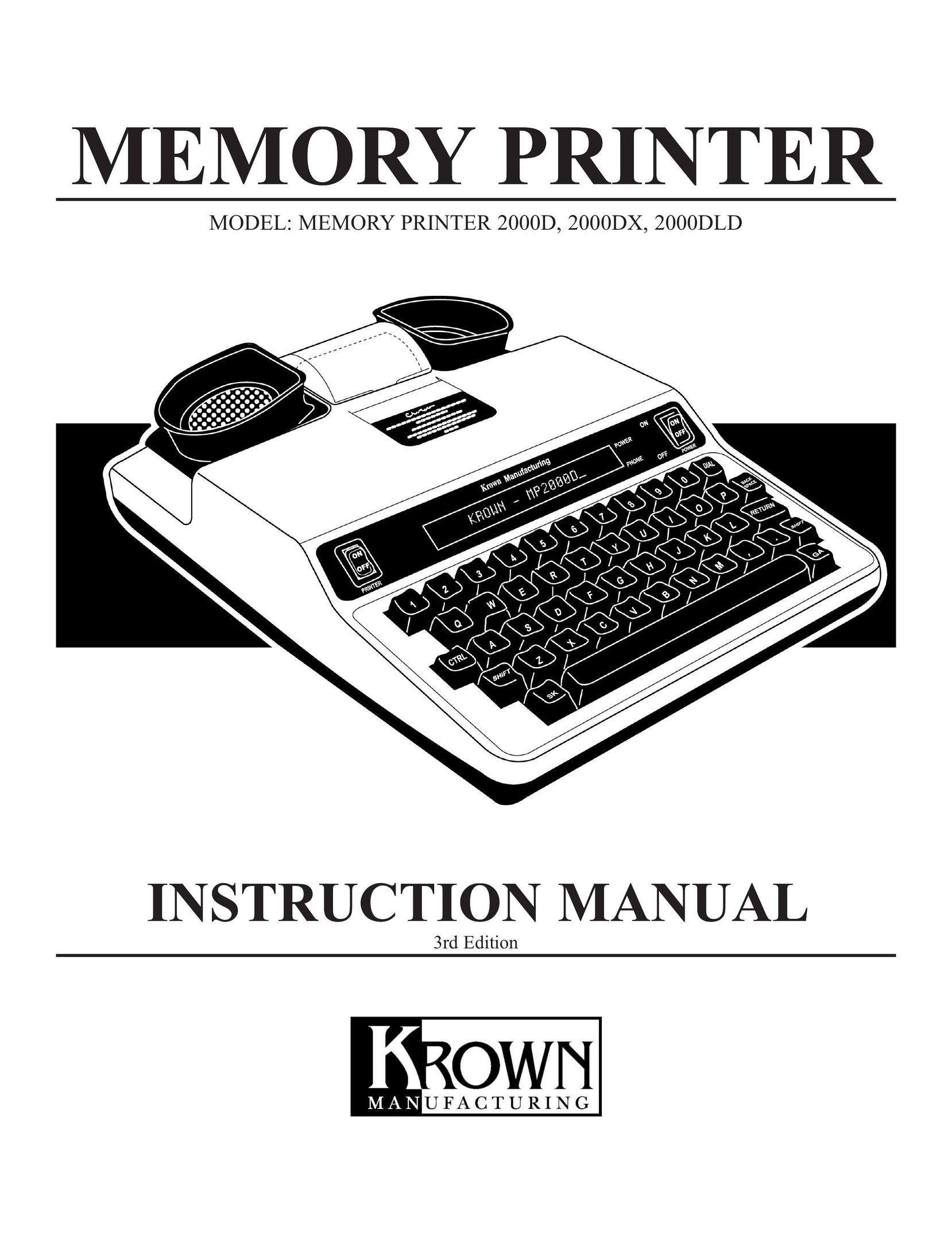 Krown Manufacturing 2000D Printer User Manual
