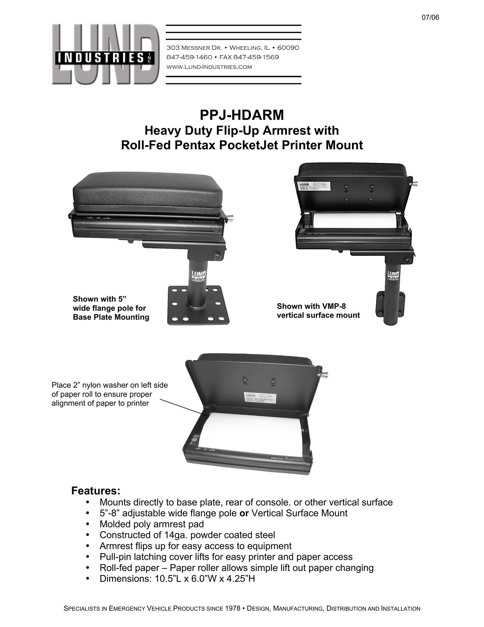 Lund Industries PPJ-HDARM Printer User Manual