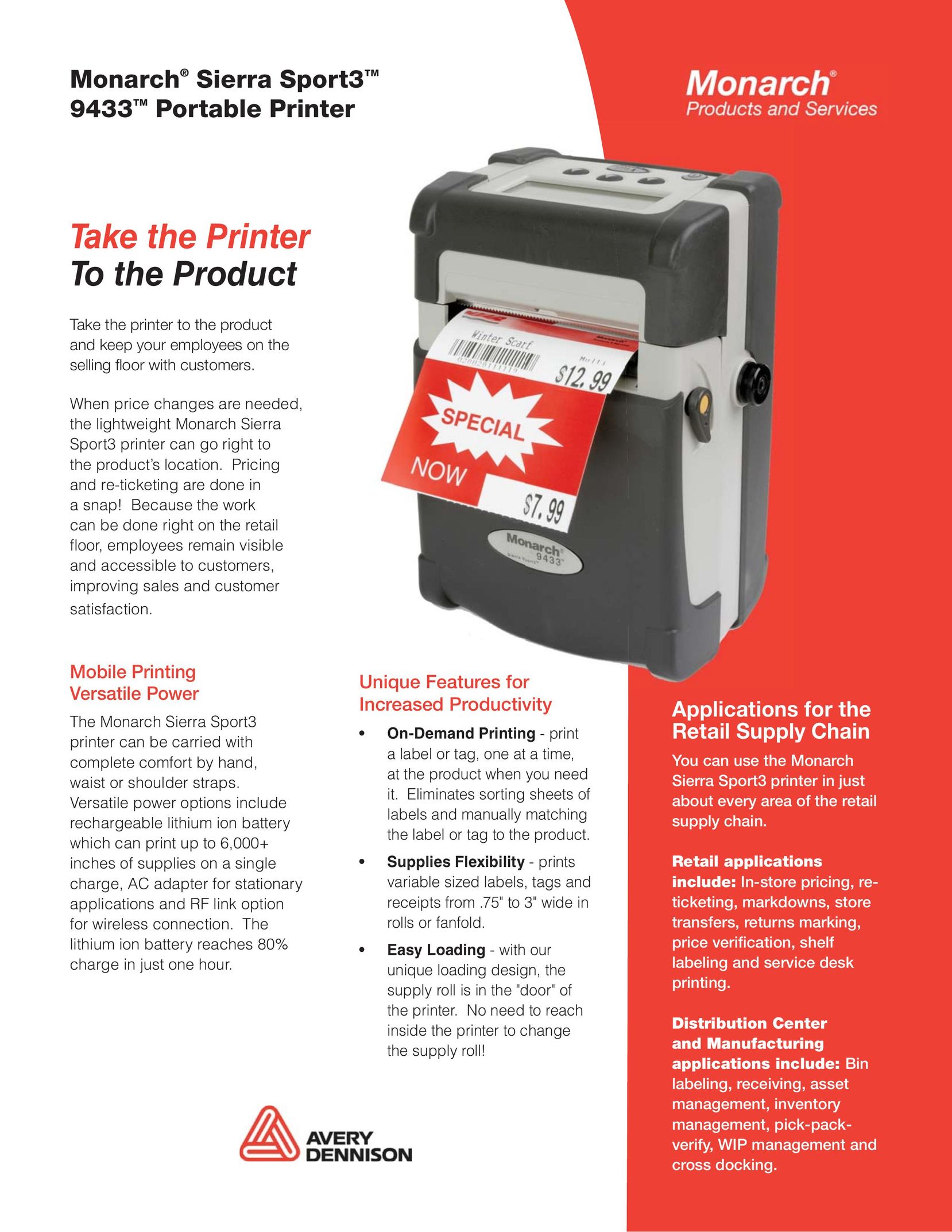 Monarch 9433 Printer User Manual