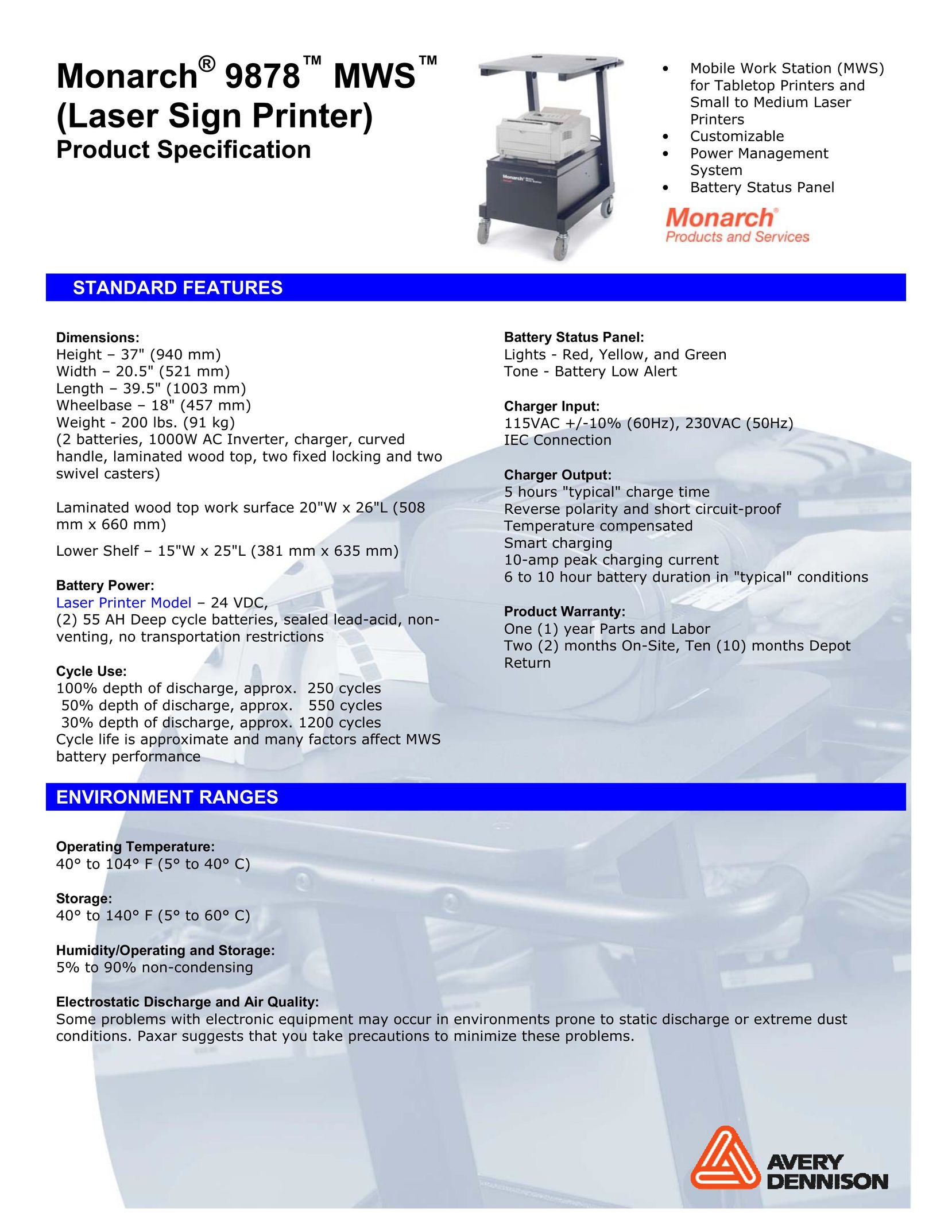 Monarch 9878 Printer User Manual
