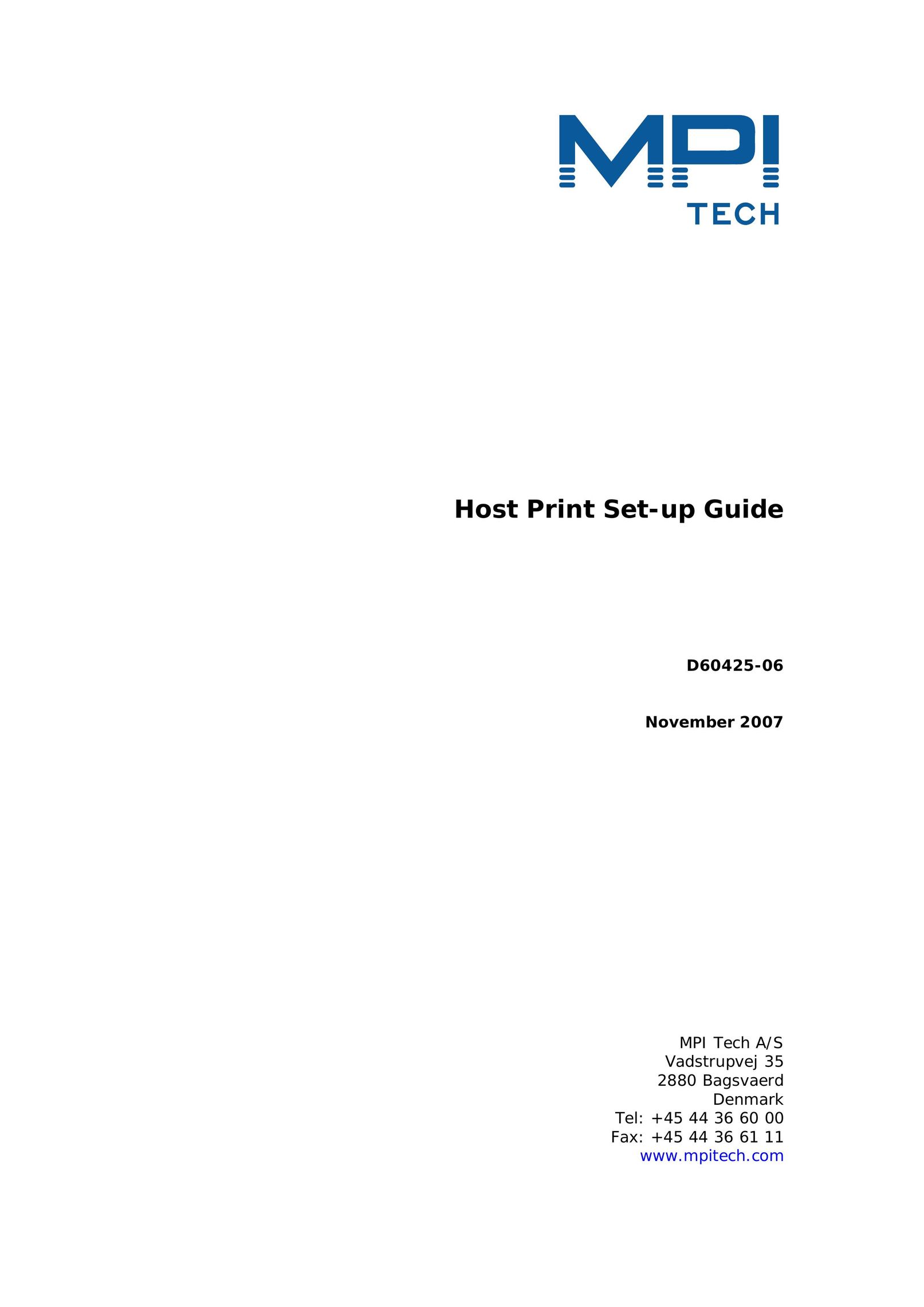 MPI Technologies D60425-06 Printer User Manual