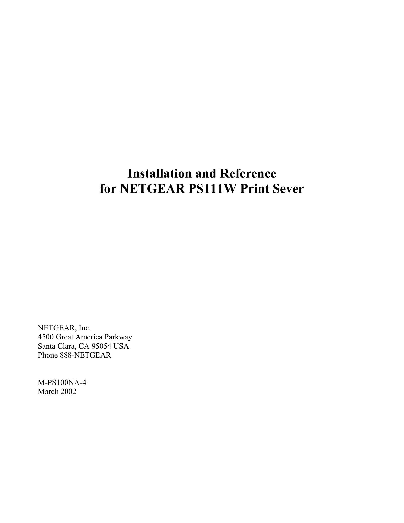 NETGEAR PS111W Printer User Manual