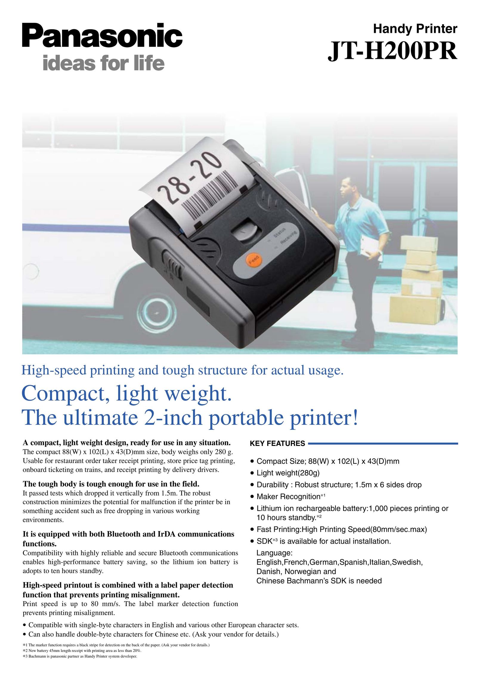 Panasonic JT-H200PR Printer User Manual