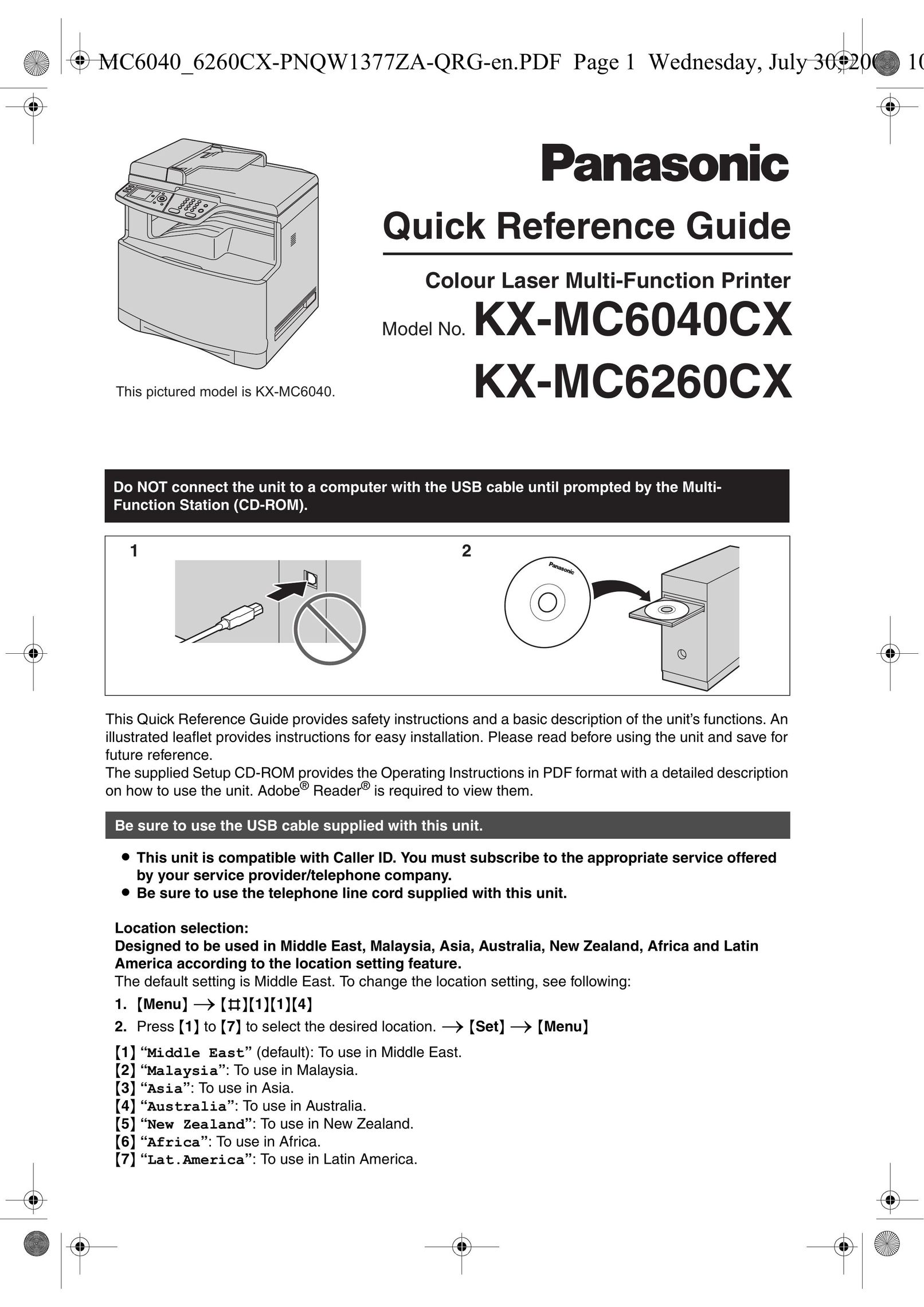 Panasonic KX-MC6260CX Printer User Manual