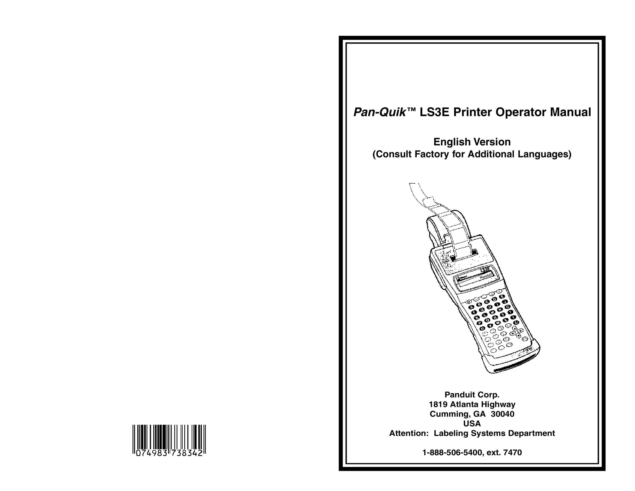 Panduit LS3E Printer User Manual