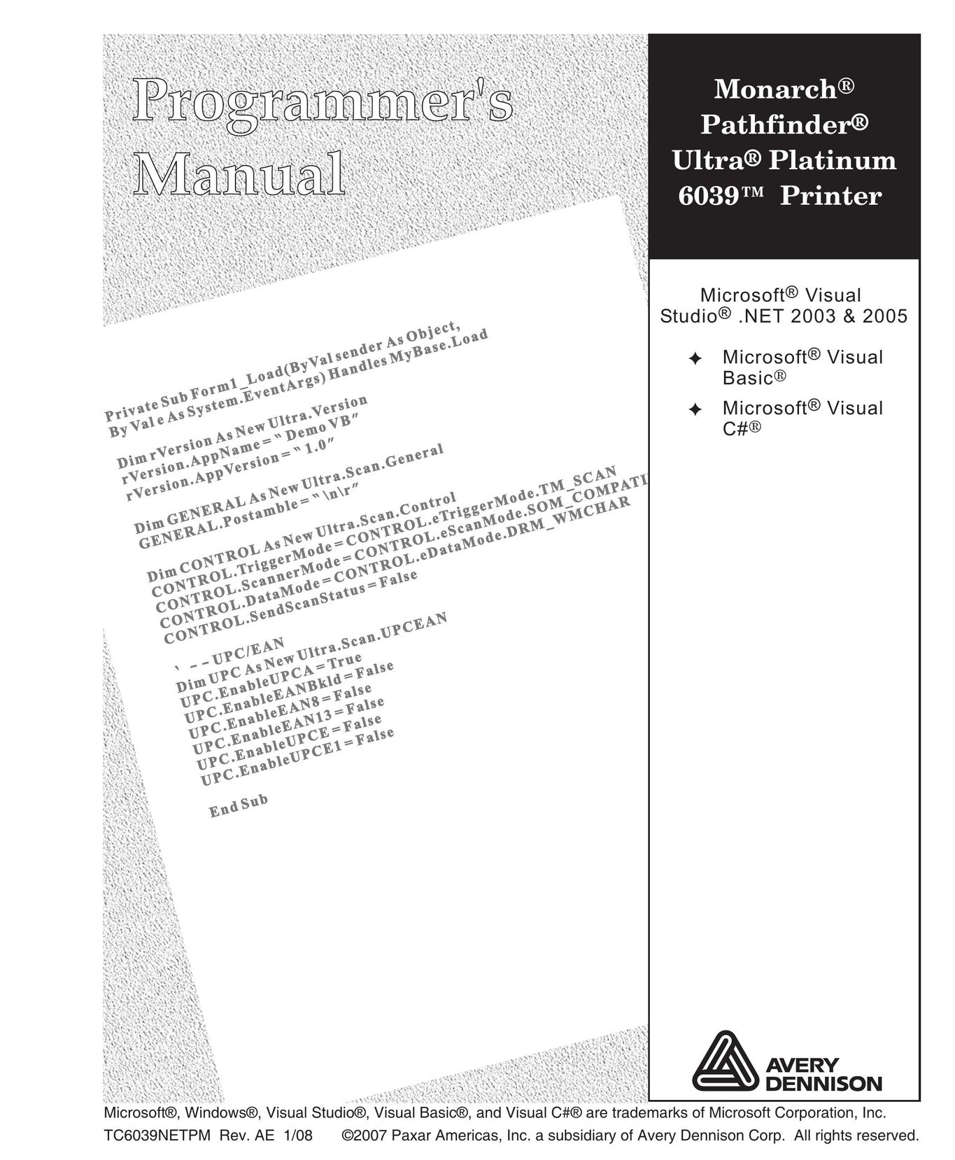 Paxar 6039 Printer User Manual