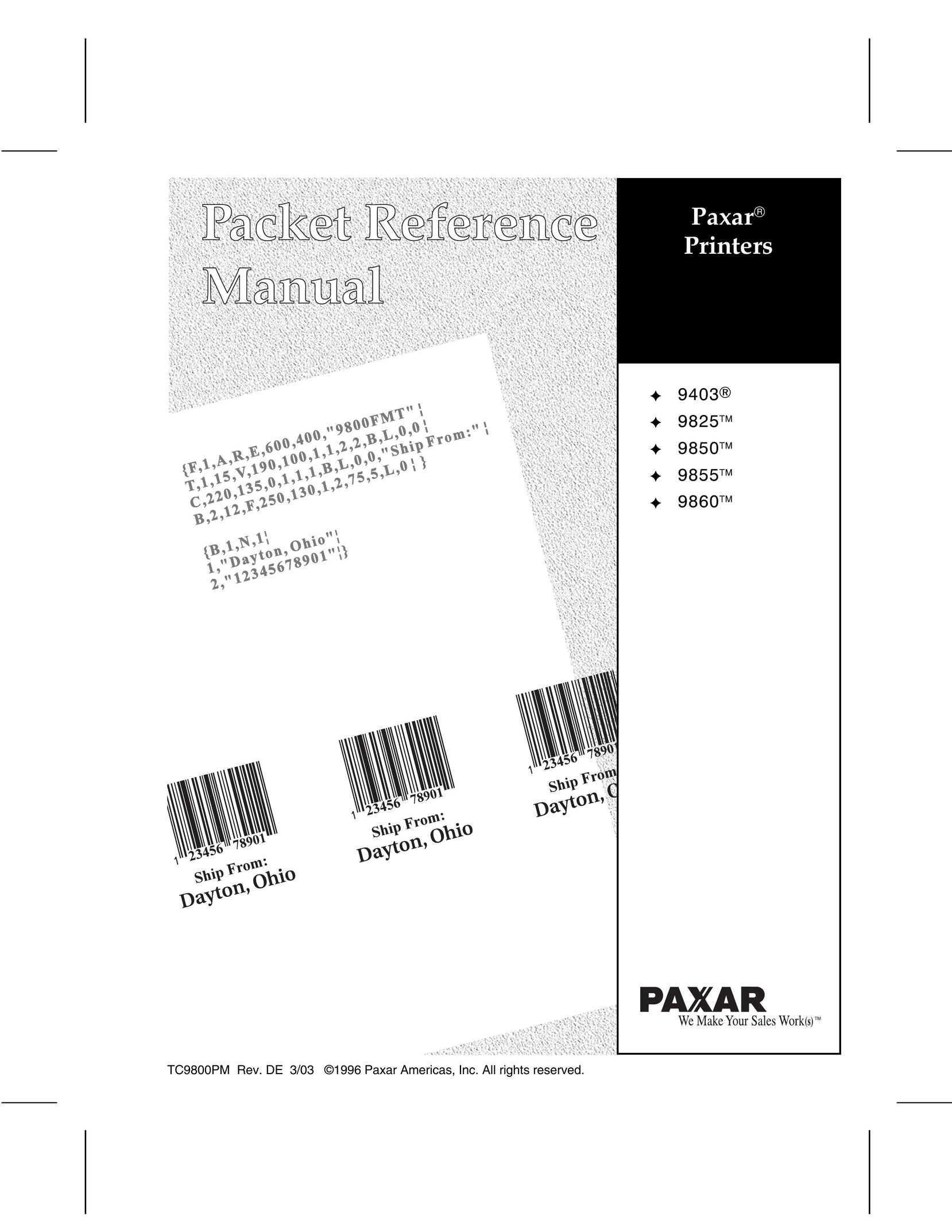 Paxar 9403 Printer User Manual