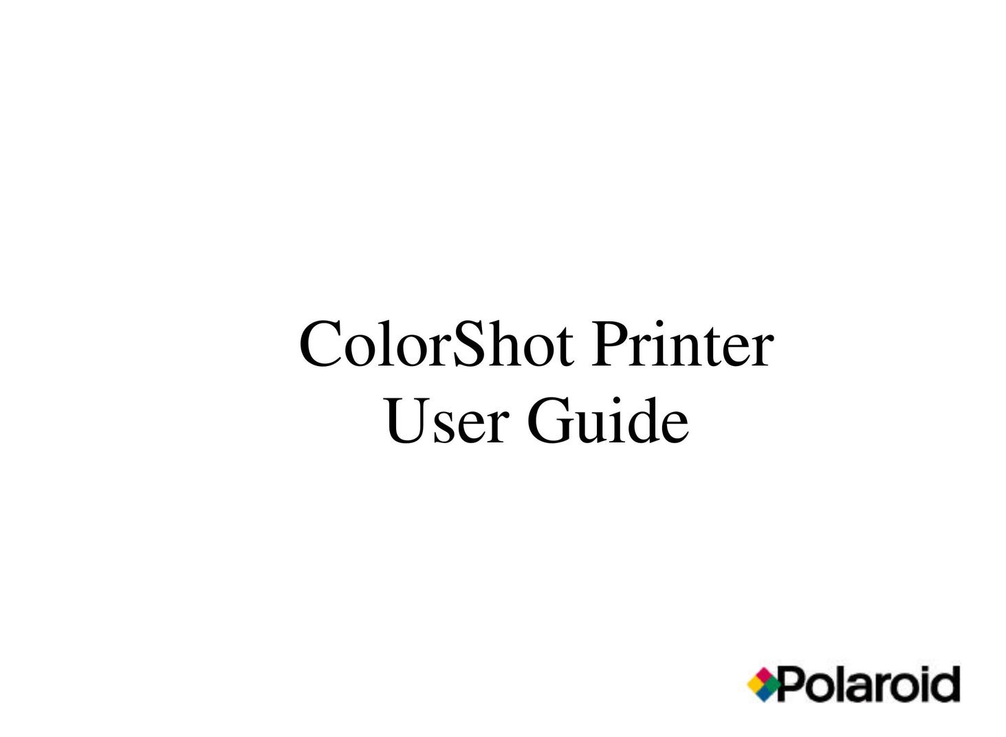 Polaroid ColorShot Printer Printer User Manual