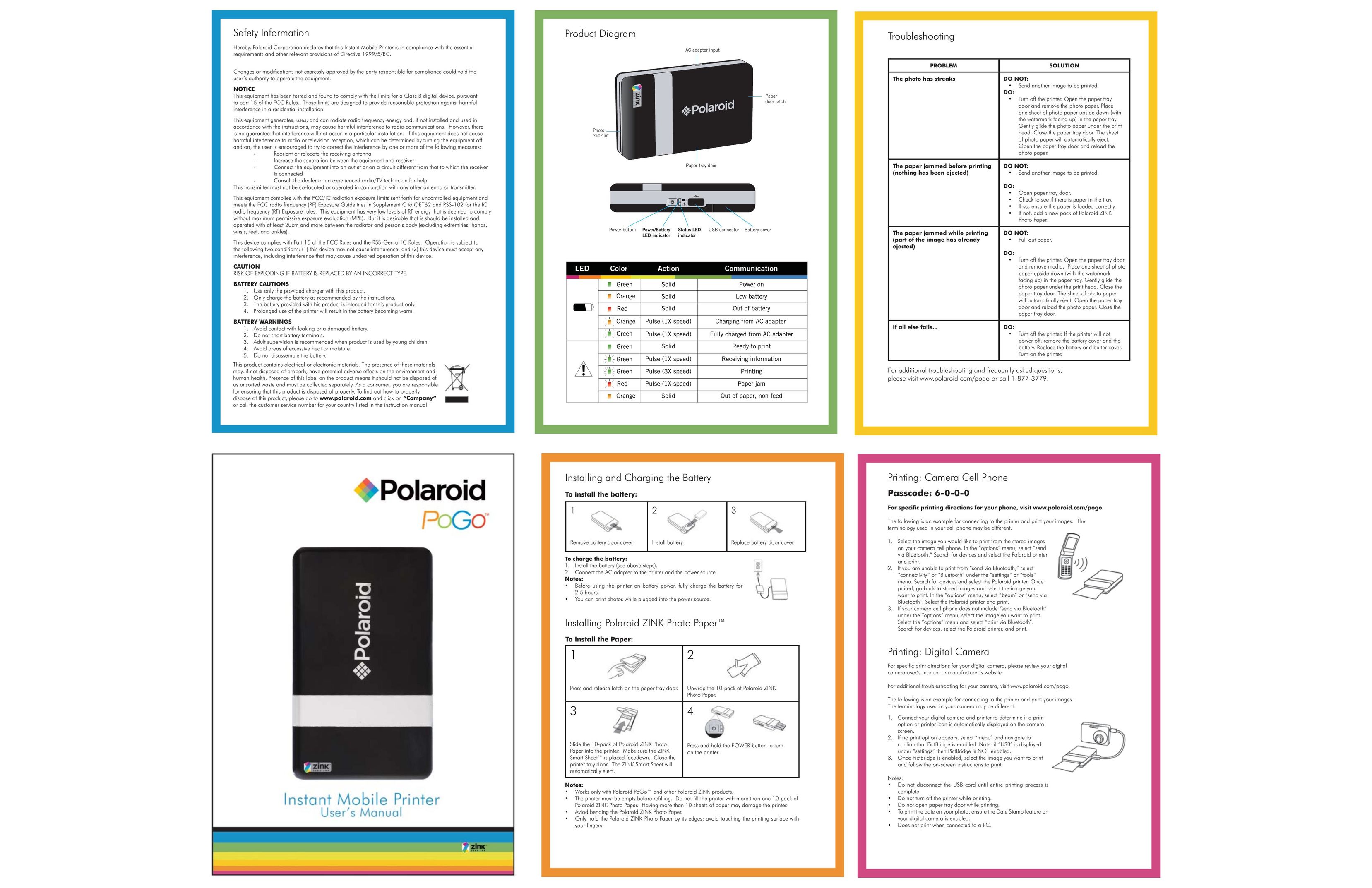 Polaroid CZA-10011 Printer User Manual