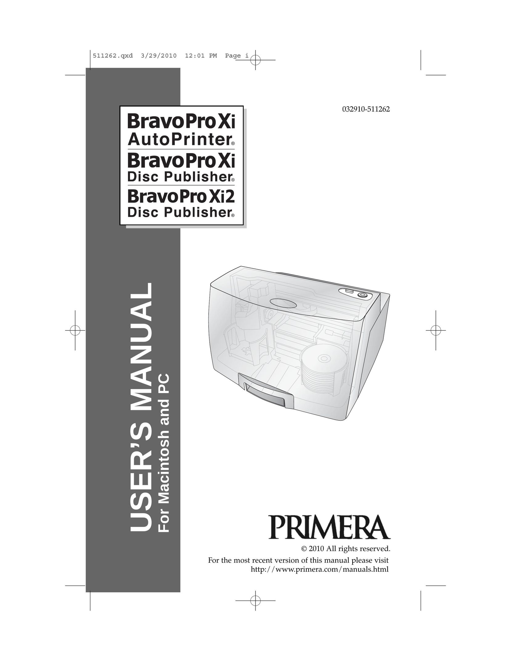 Primera Technology 032910-511262 Printer User Manual