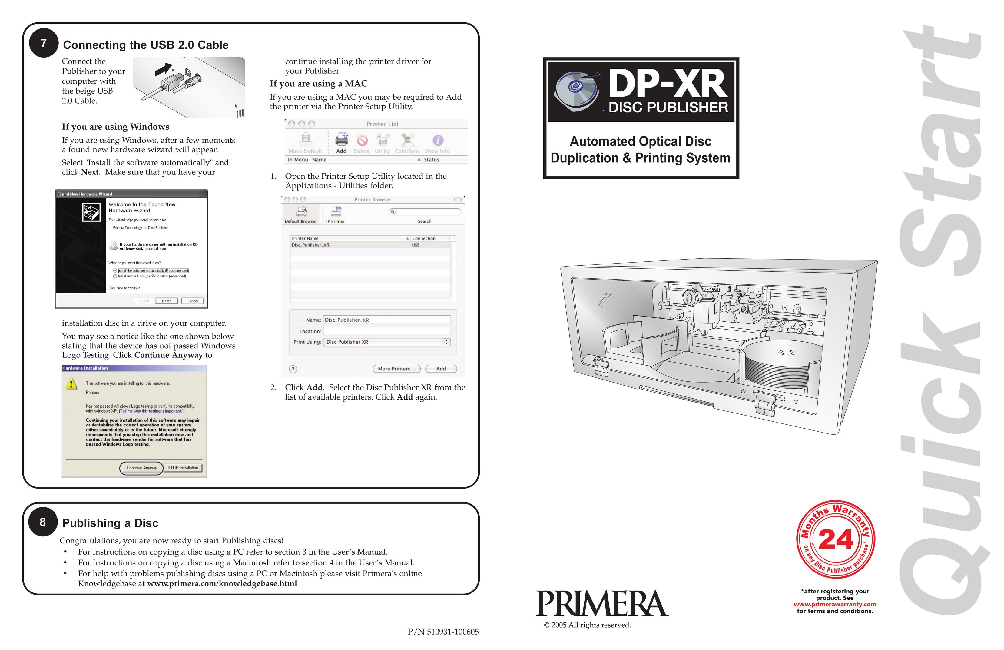 Primera Technology DP-XR Printer User Manual