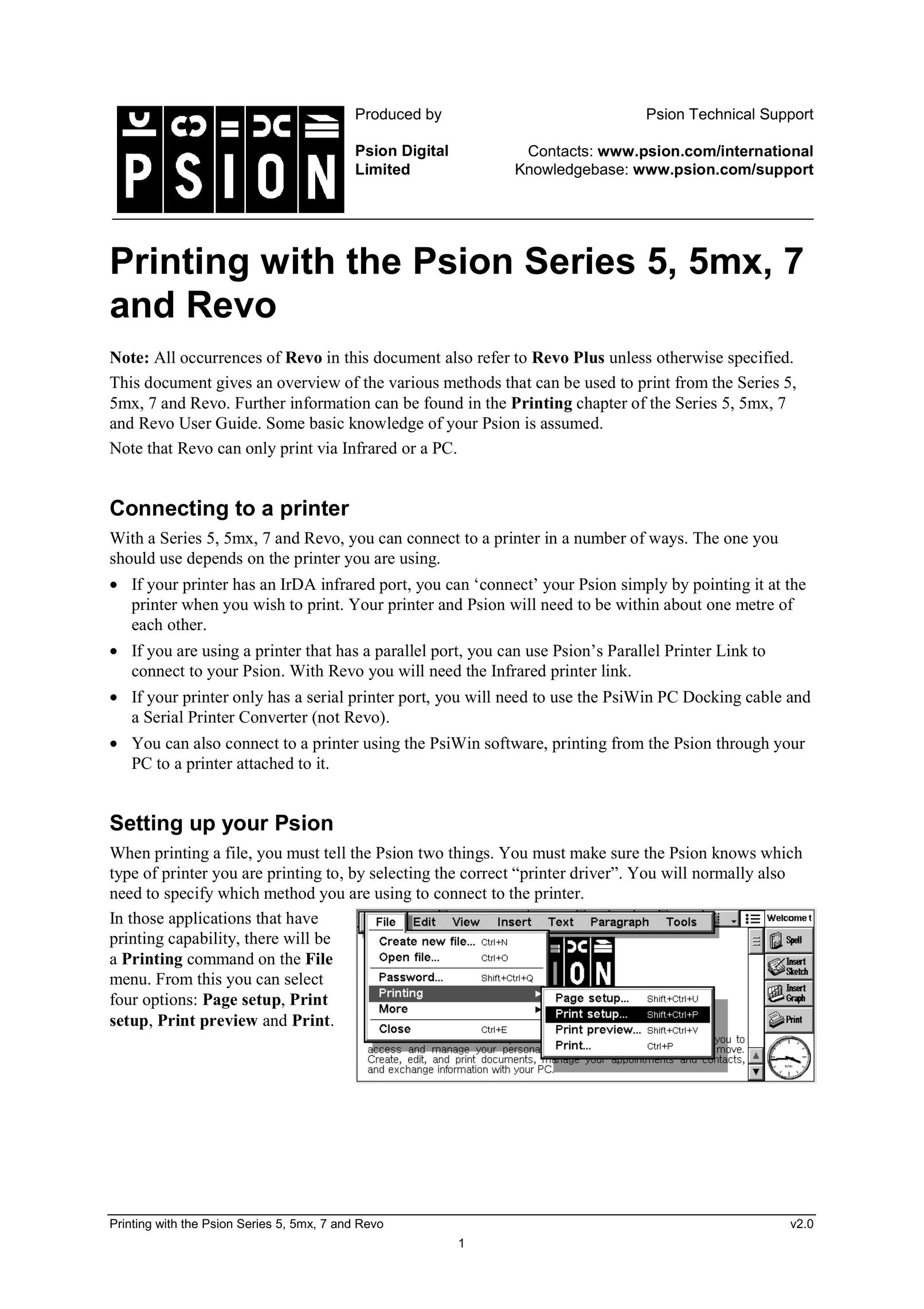 Psion Teklogix 5MX Printer User Manual