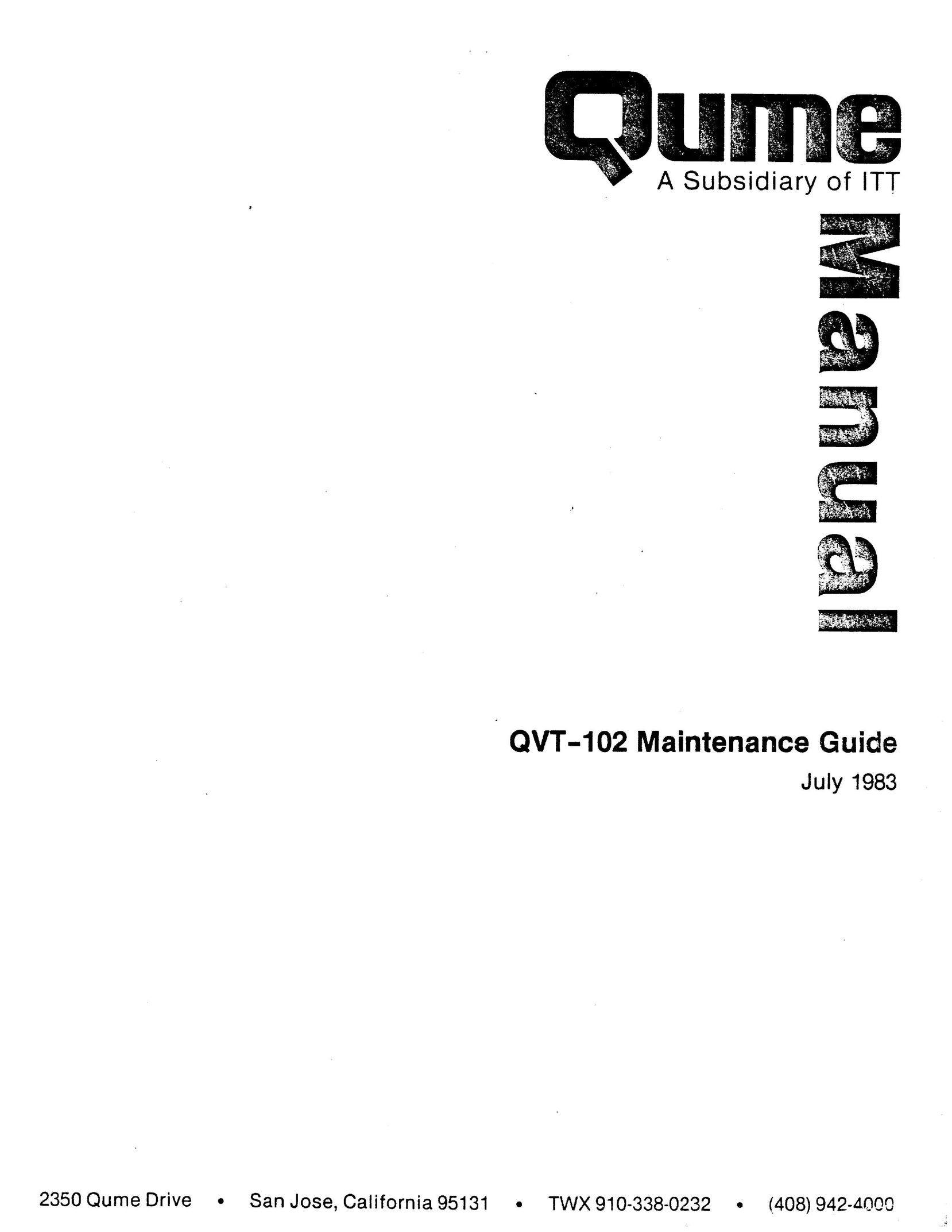Qume QVT-102 Printer User Manual